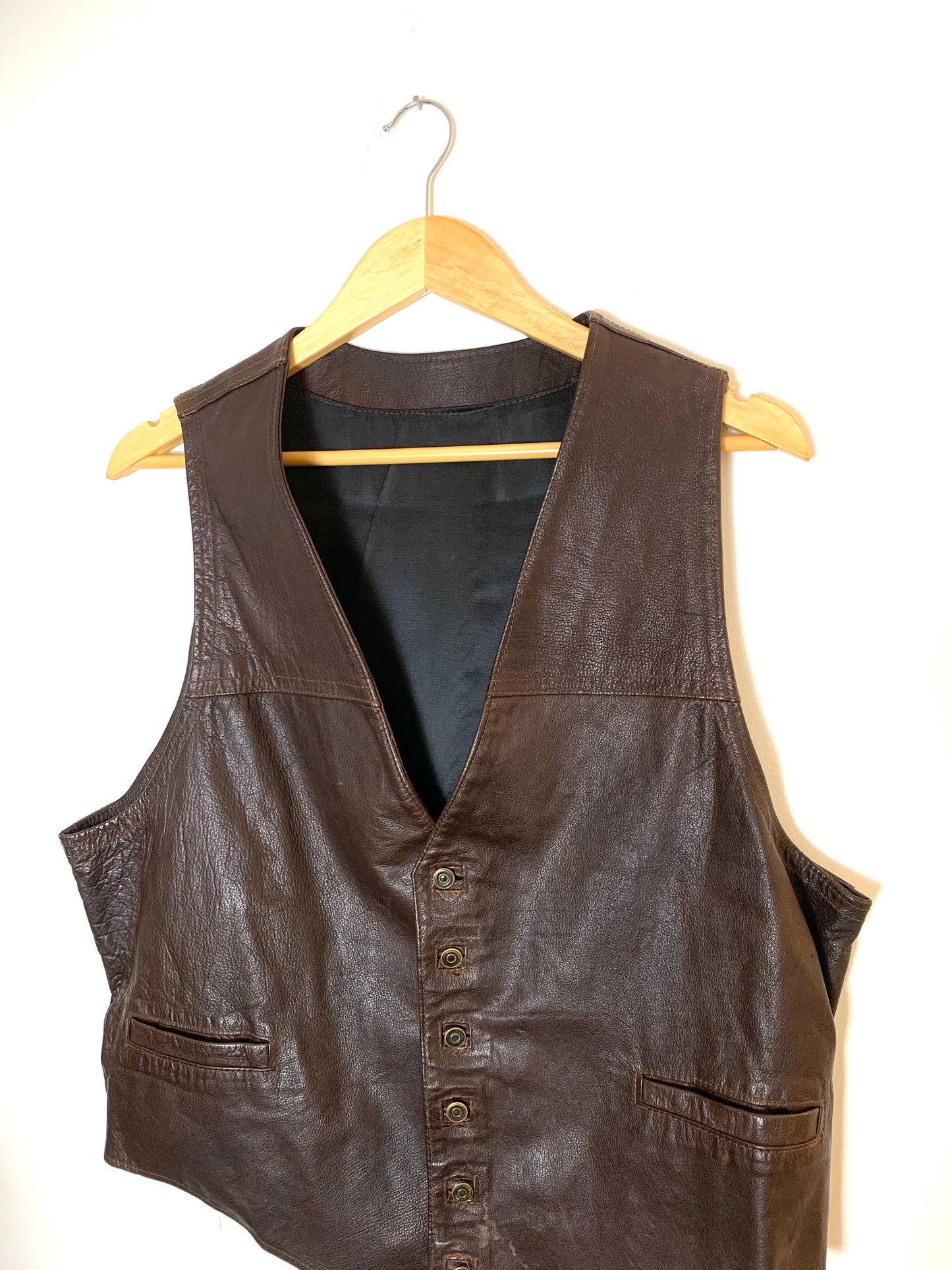 1970s Leather Vest Western brown color large size