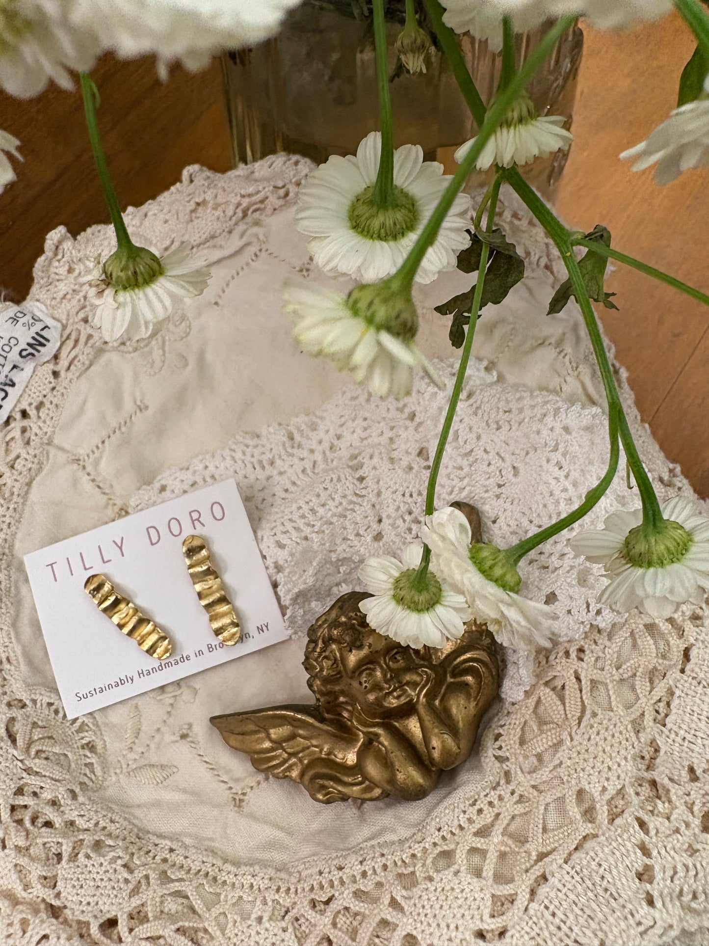 Wave 24k Gold Plated Stud Earrings