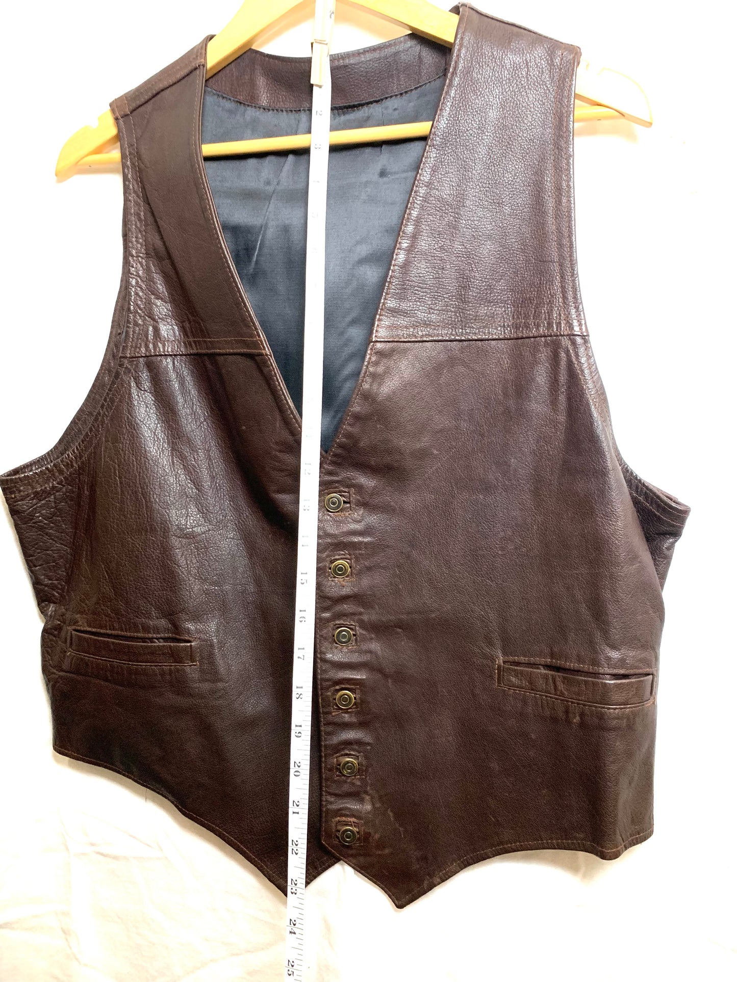 1970s Leather Vest Western brown color large size