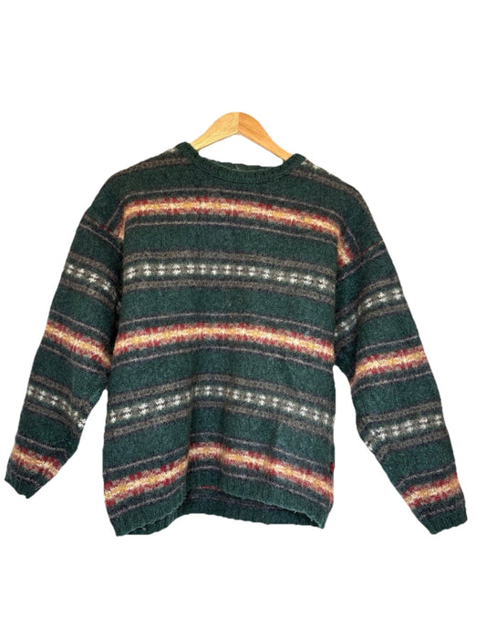 Vintage Woolrich Sweater Wool size L Woven Knit Pull Over Made in USA