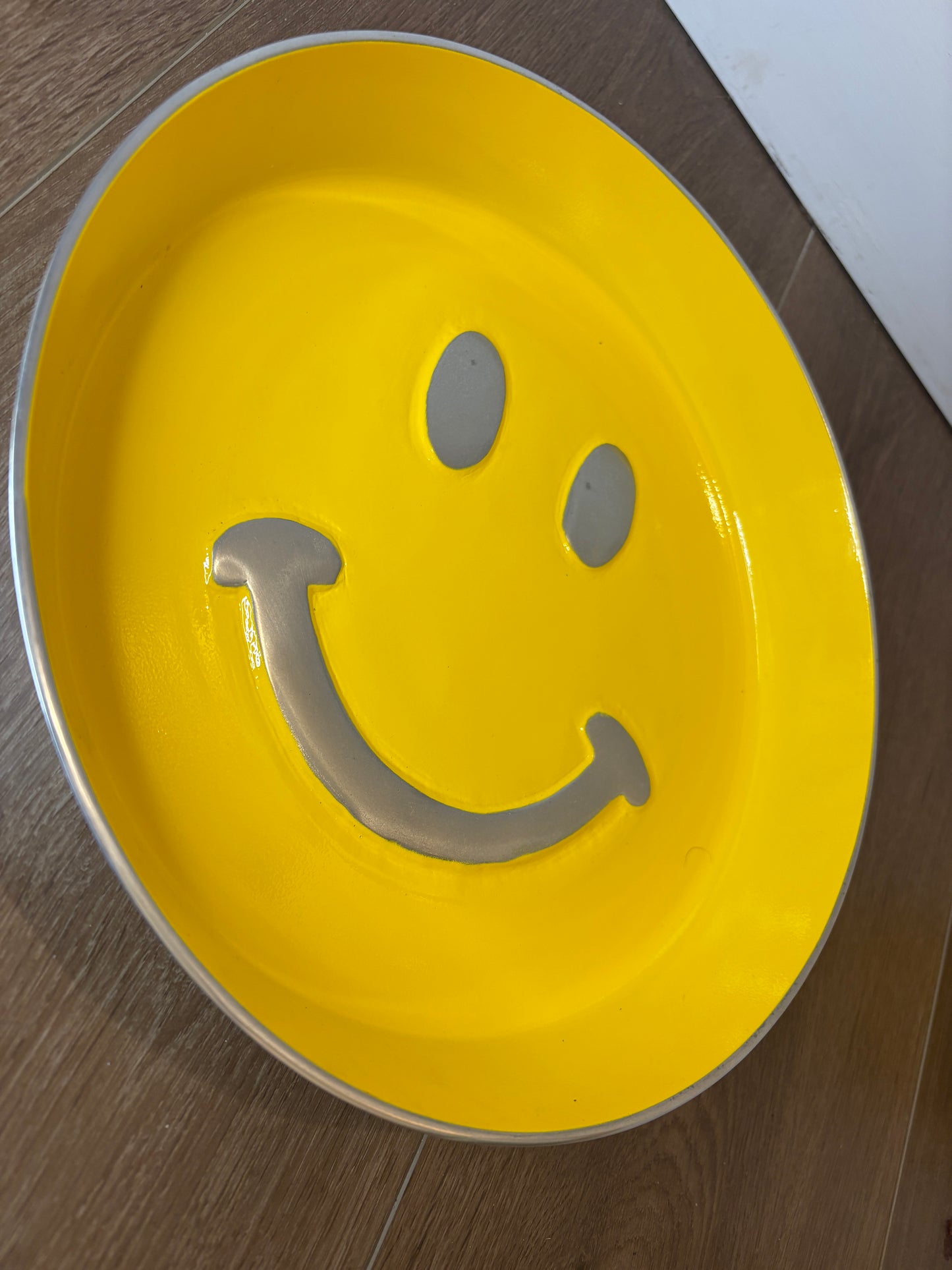 Smiley Happy Face Emoji Serving Bowl 14" Wide 2.5" Deep
