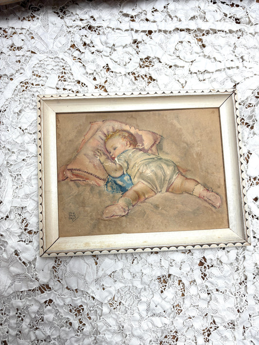 Vintage 1941 Sleeping Baby Weather Forecaster Framed Print Lewis Anker