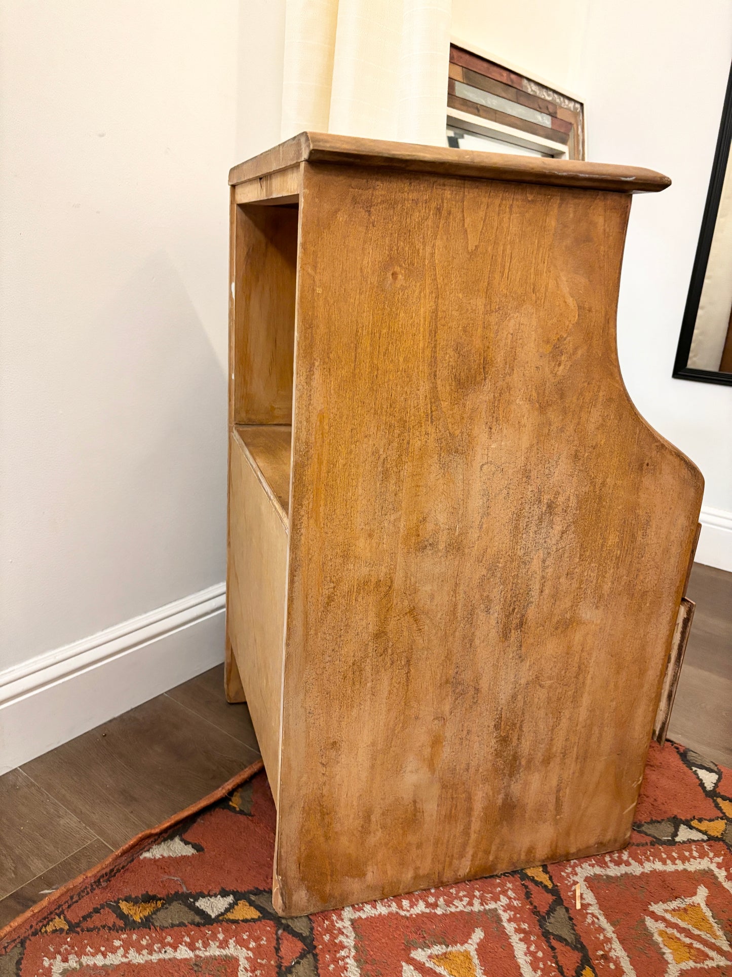 Vintage Wooden Nightstand with Drawers