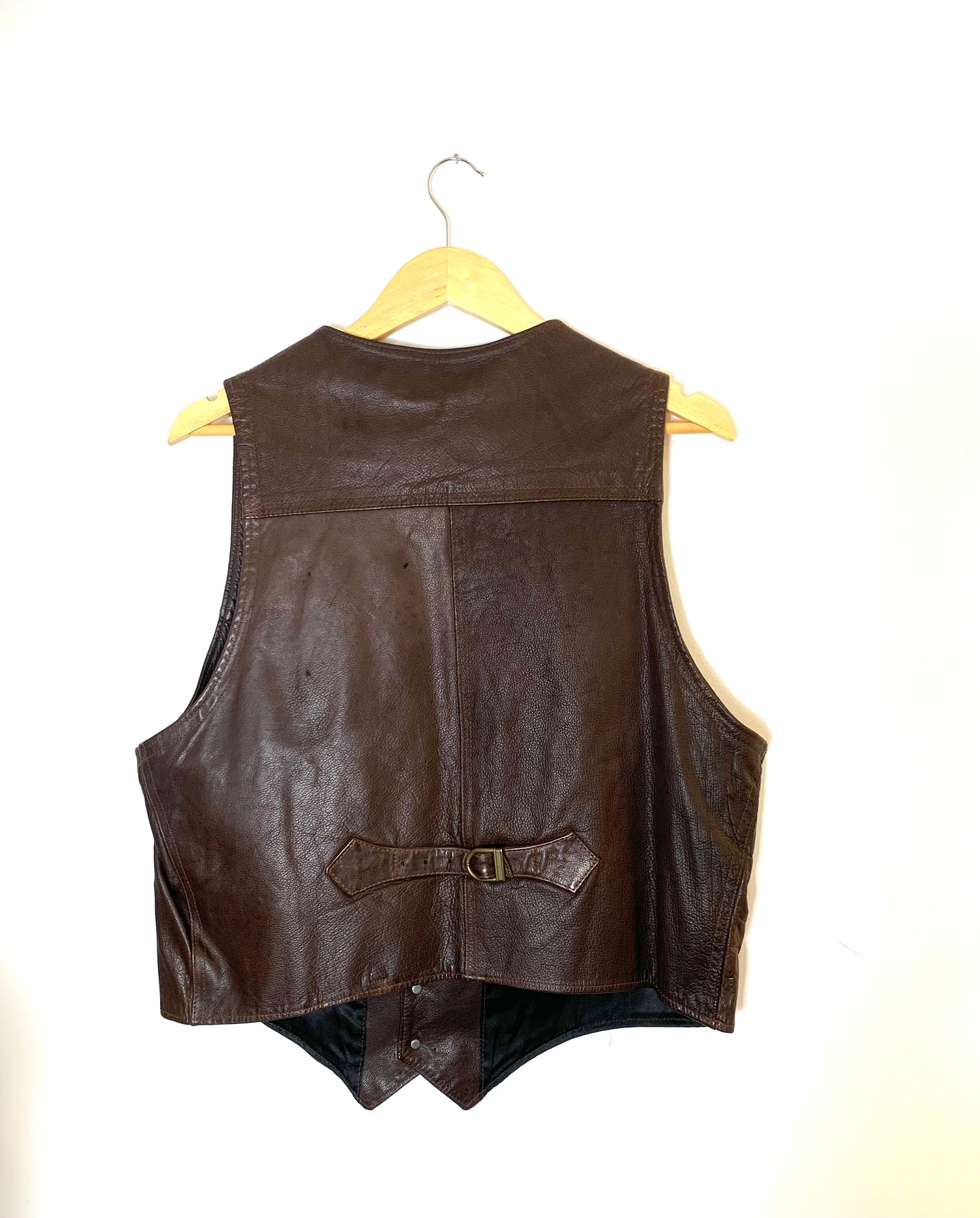 1970s Leather Vest Western brown color large size