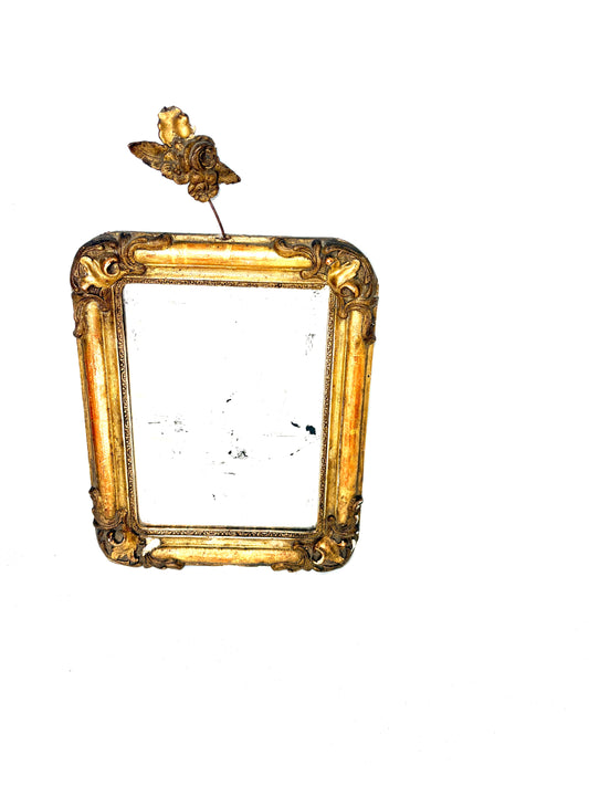 Small Vintage rectangular wood frame with gold tone accents