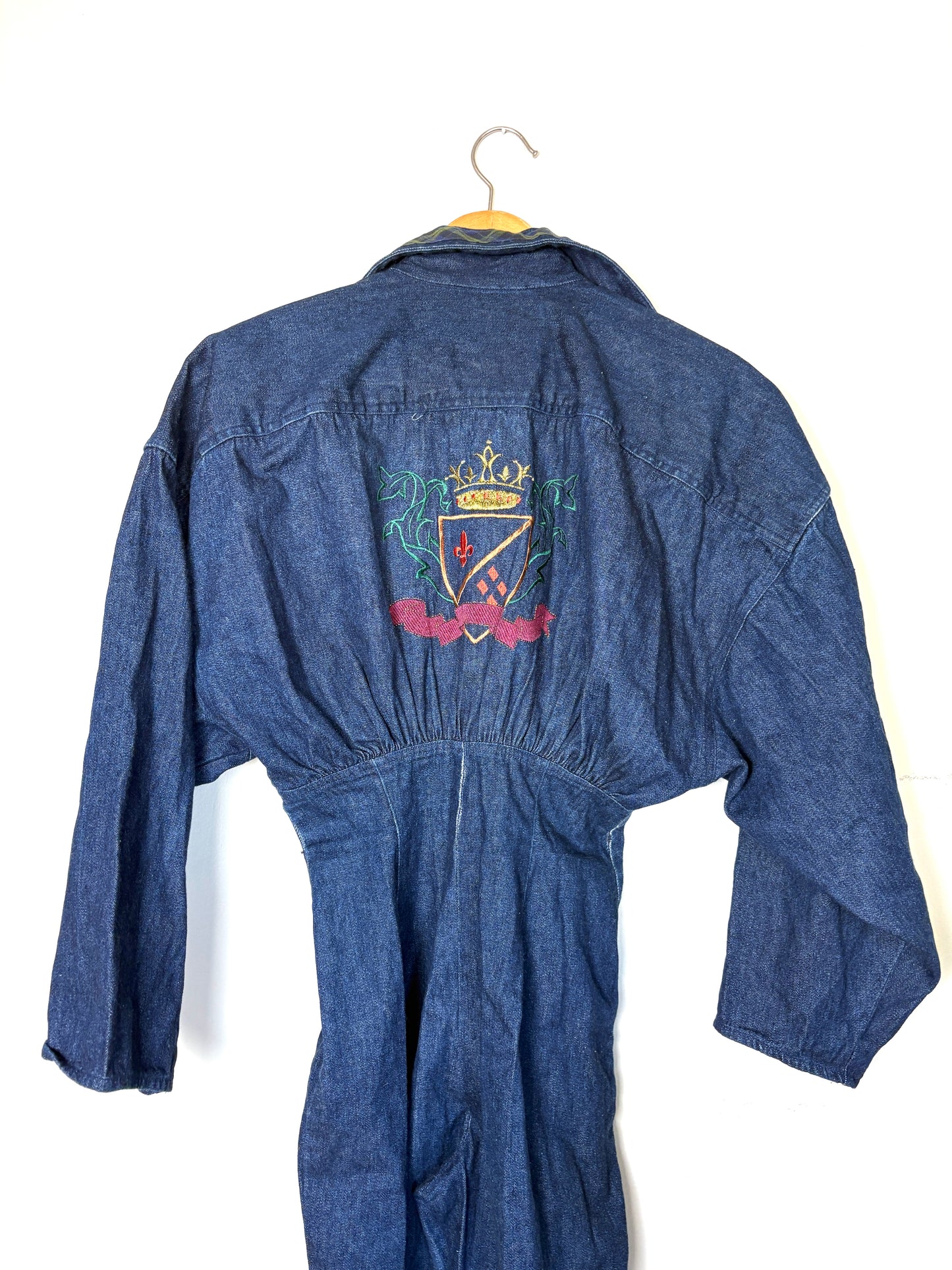 Vintage 80's Studded Denim Jumpsuit Blue Jean Romper Size 4 All Cotton