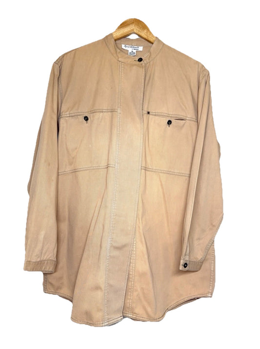 Vintage Gloria Vanderbilt Coat Tan Women Size 14 100% Cotton