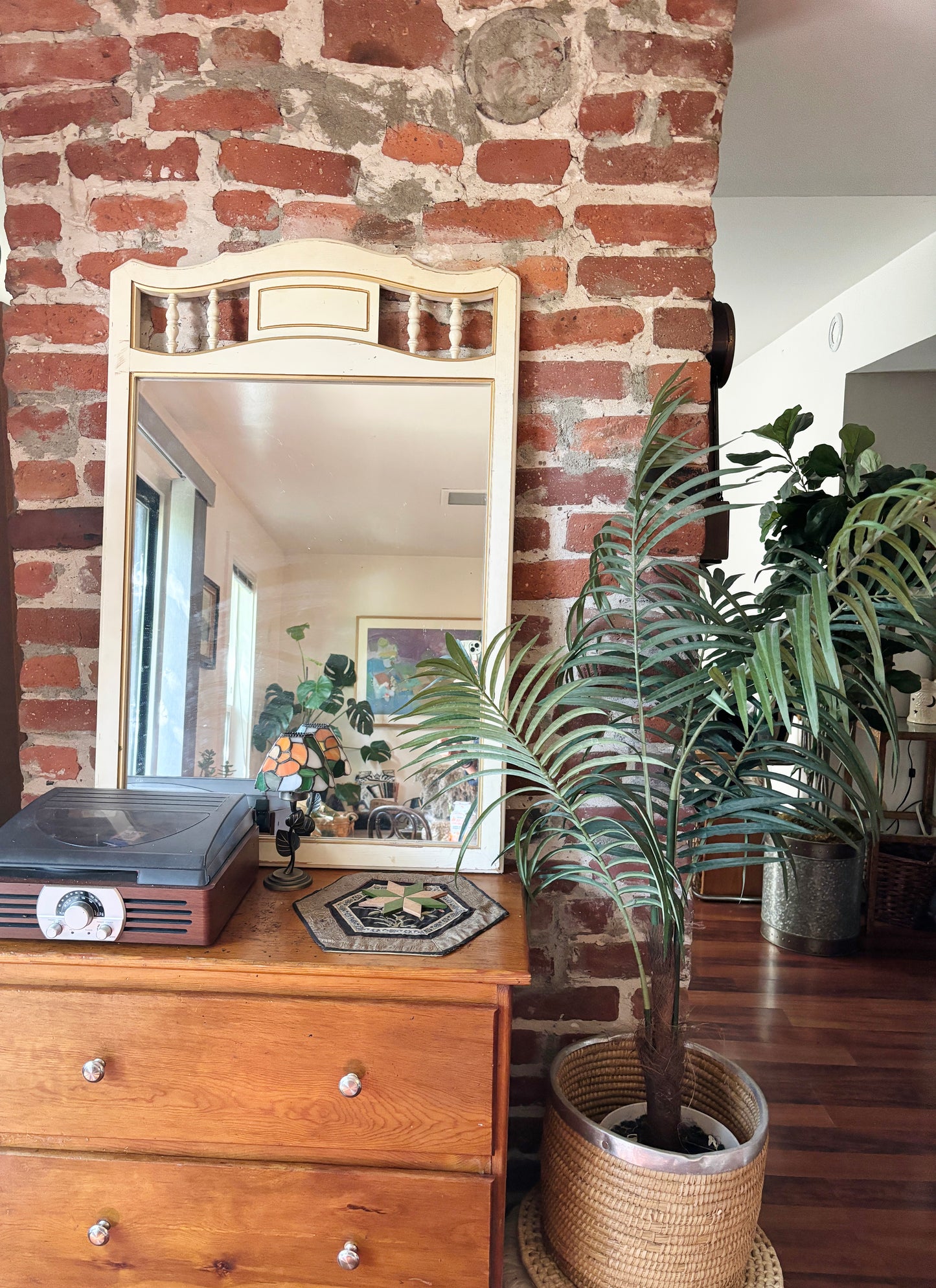 Vintage Mirror with Distressed Wood Frame