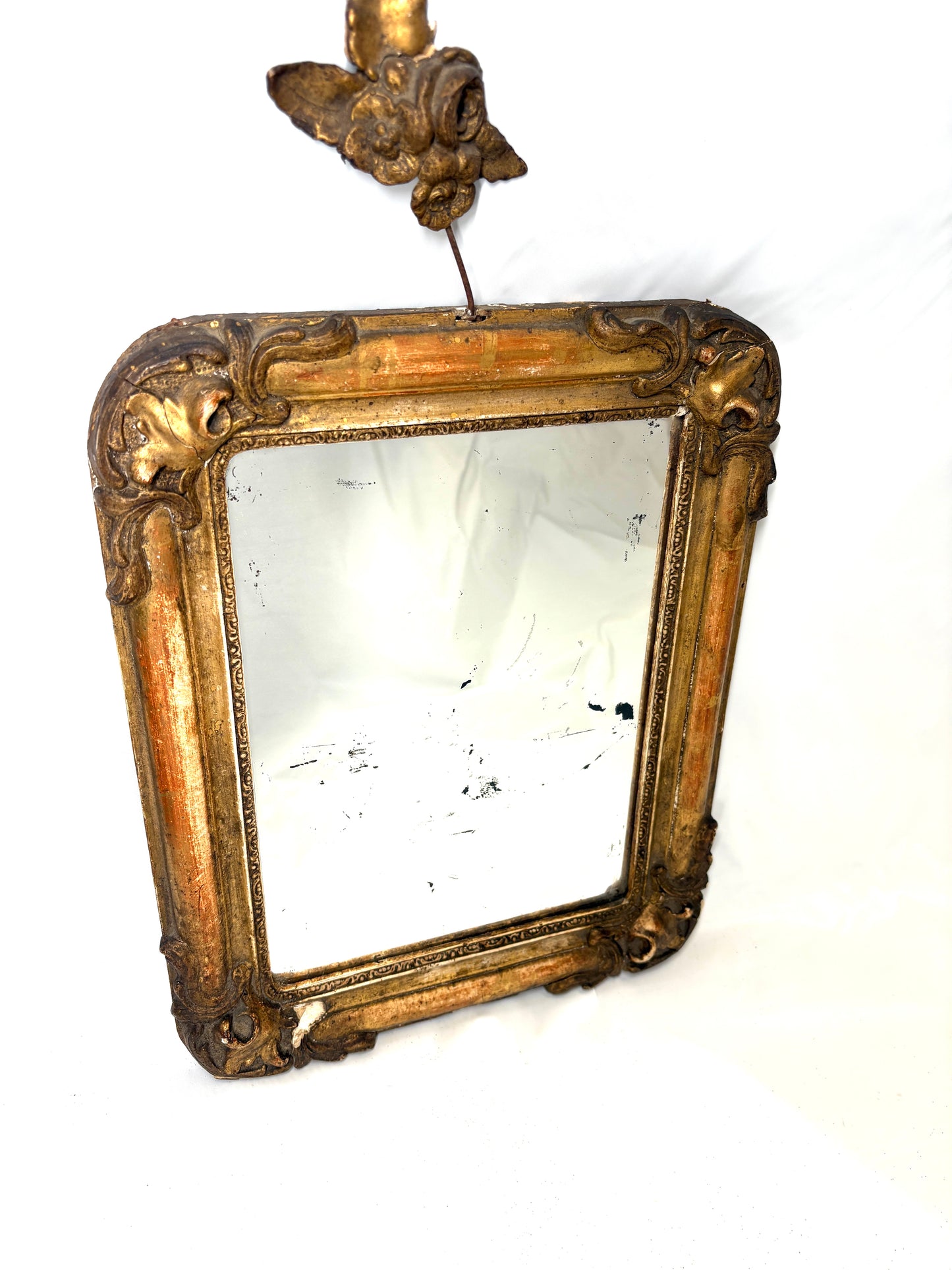 Small Vintage rectangular wood frame with gold tone accents