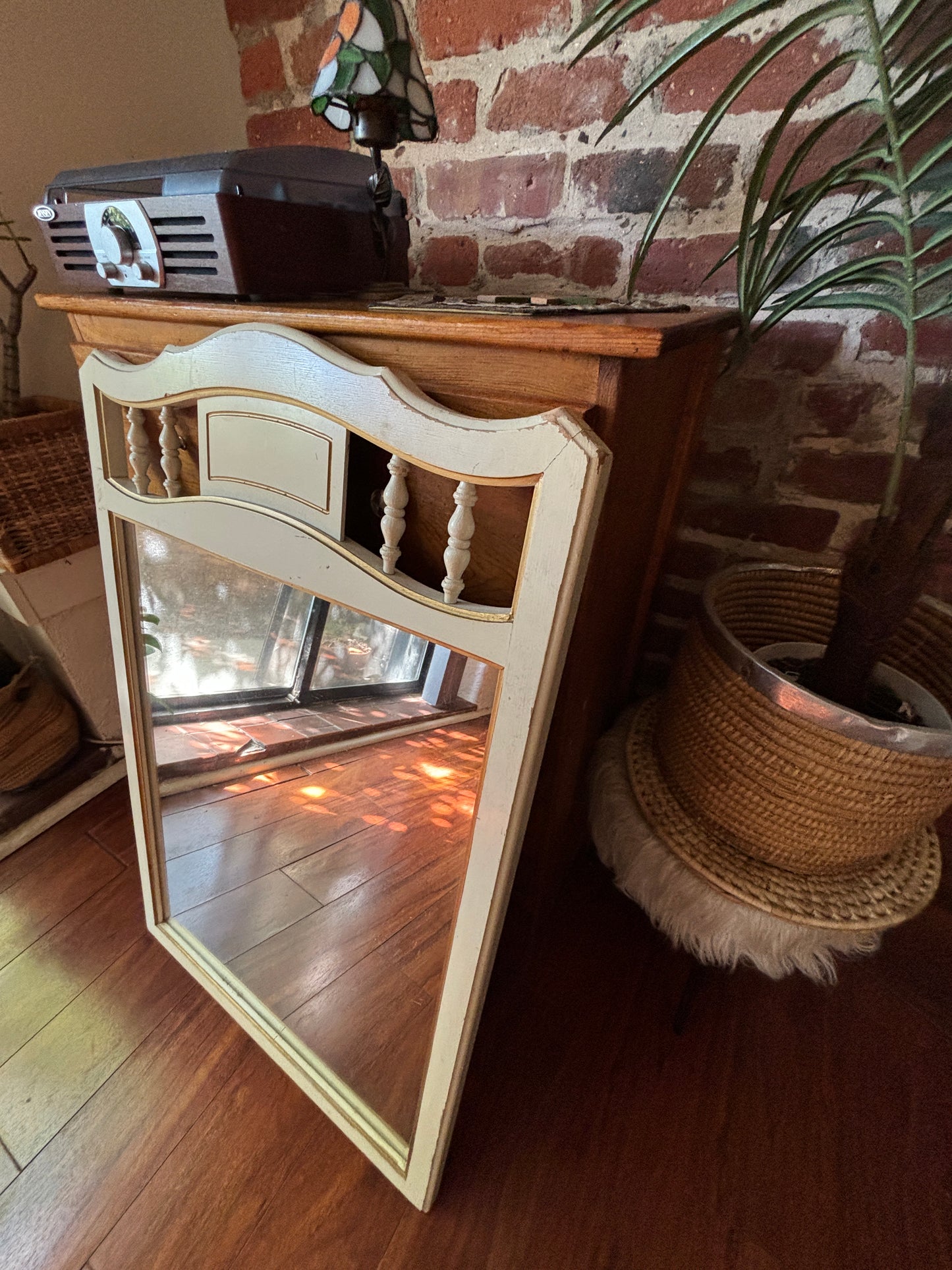 Vintage Mirror with Distressed Wood Frame