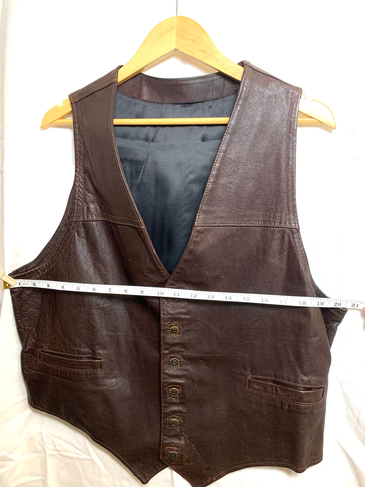 1970s Leather Vest Western brown color large size