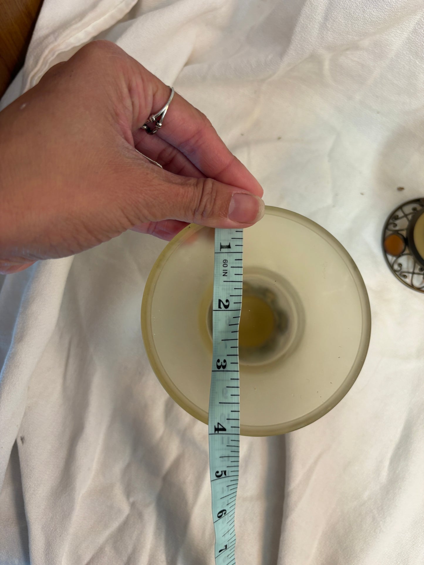 Partylite Paris Retro Set Of 2 Taper Candle Holder Tealight Ball Holder Amber