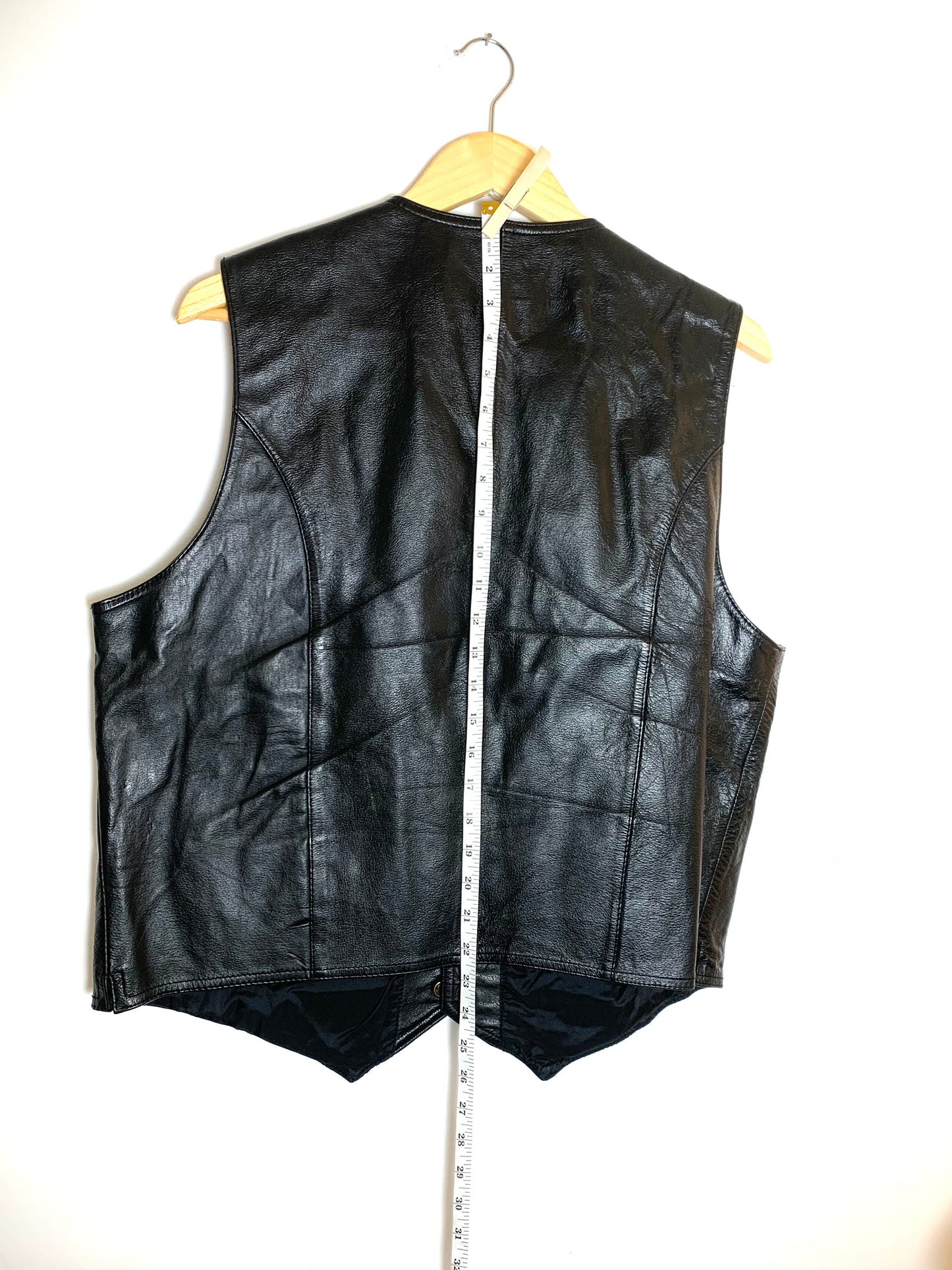 Mens Wilsons The Leather Experts Black Leather Vest L Button Up Biker Style
