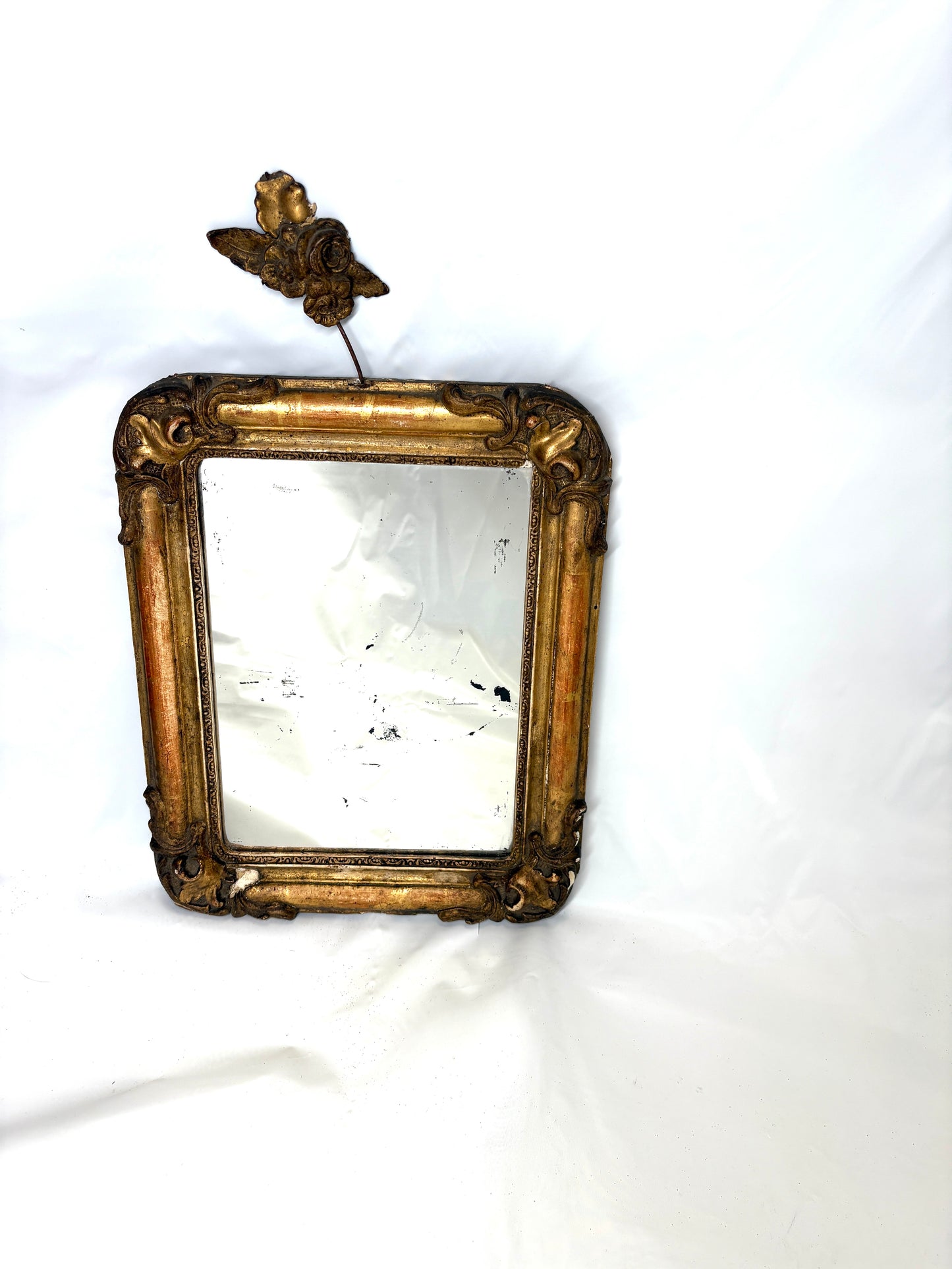 Small Vintage rectangular wood frame with gold tone accents