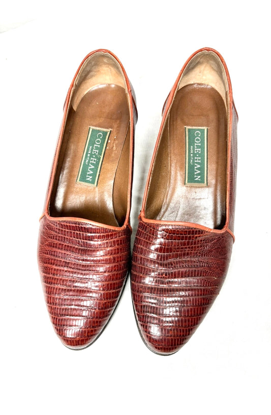 Cole Haan Women's Alligator Brown Leather Loafer Shoes Size 6.5 made in Italy