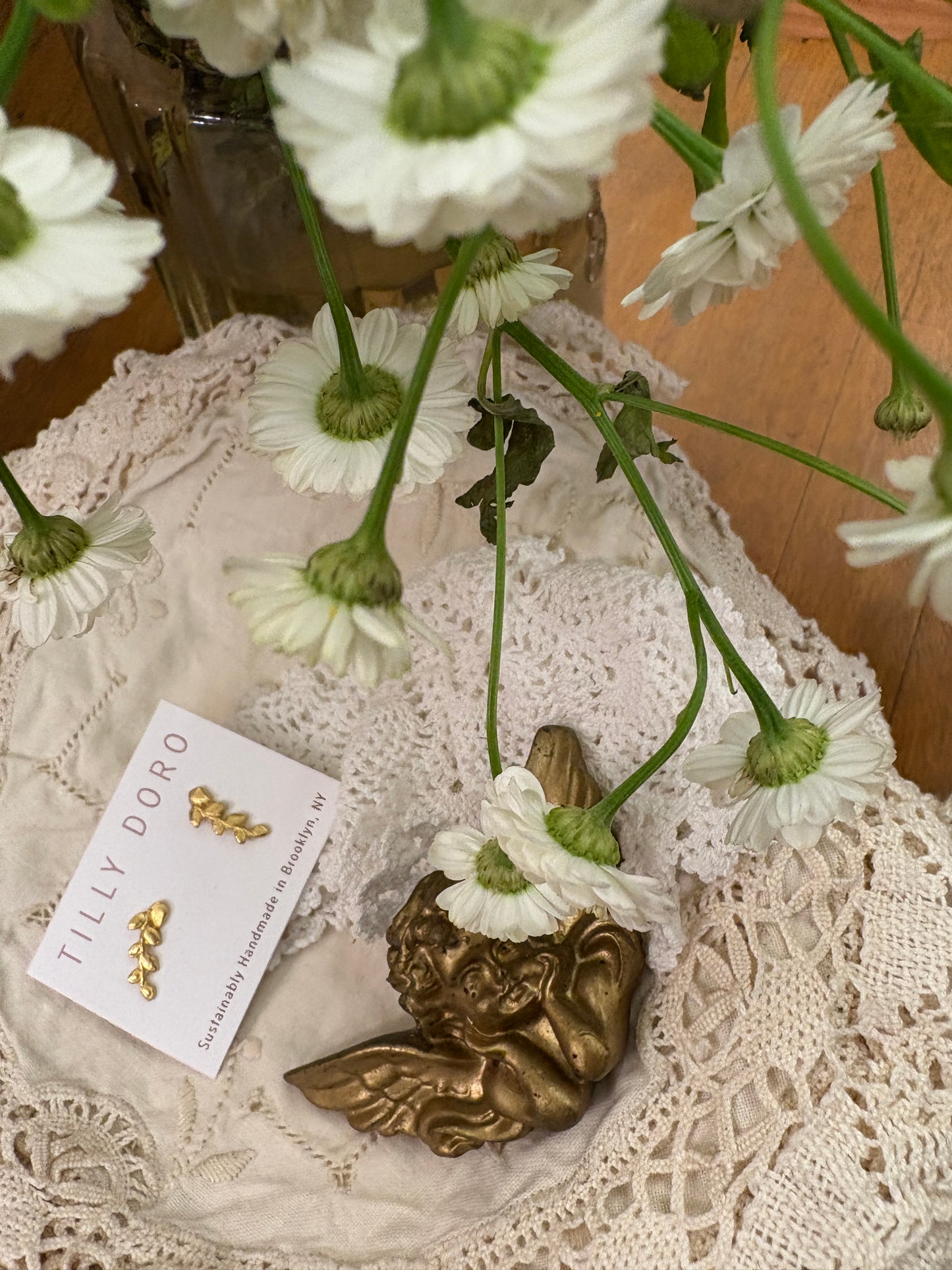 Tilly Doro Vine Studs 24k gold plated