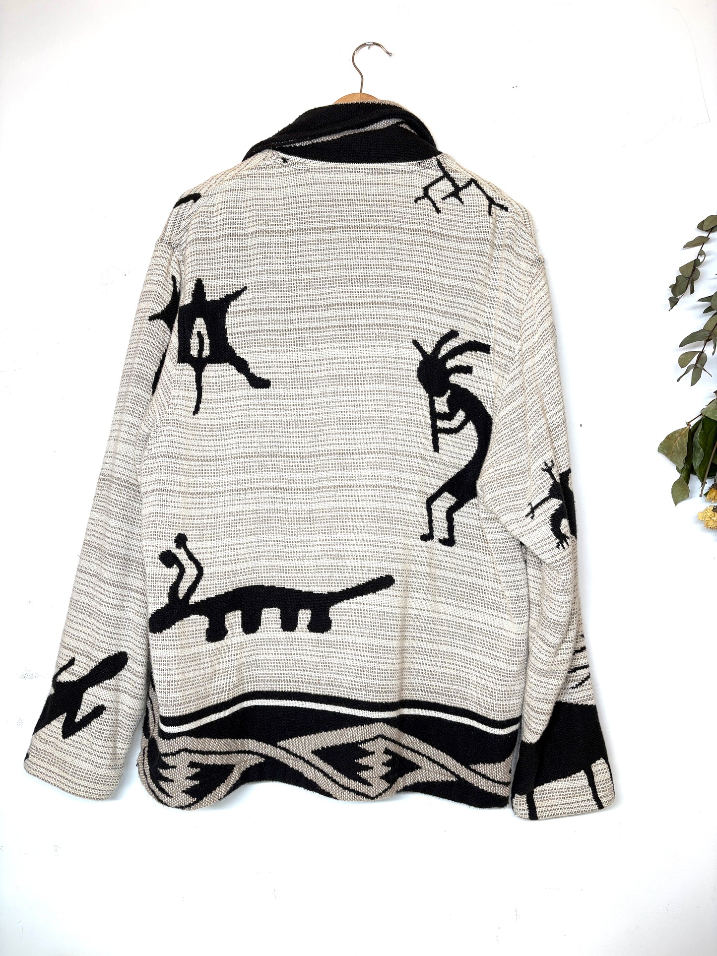 Southwestern Cardigan Sweater Native American Petroglyphs Kokopelli Sz S/M USA