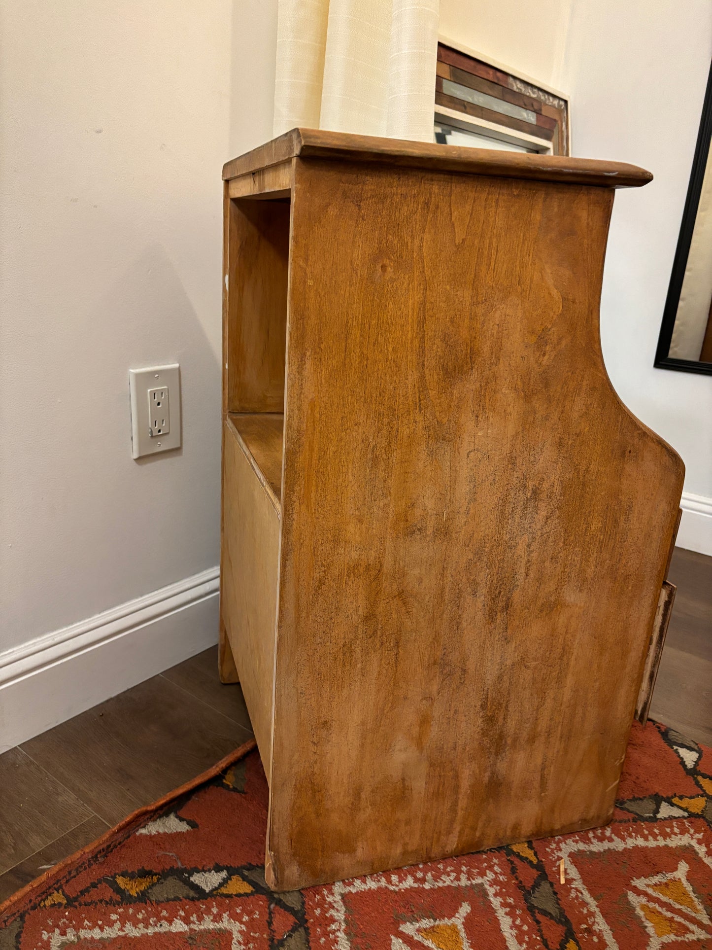 Vintage Wooden Nightstand with Drawers