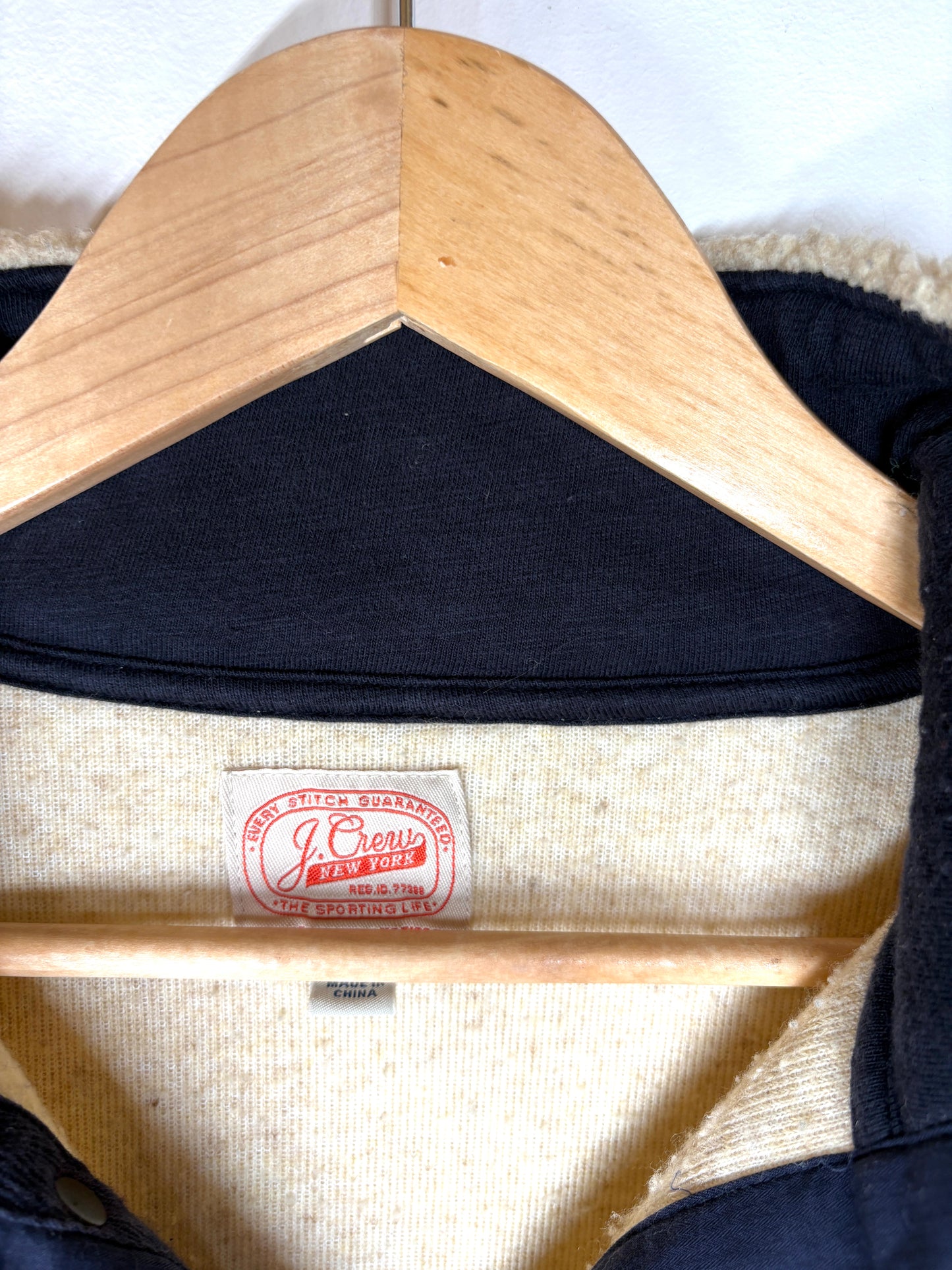 J CREW Sportsman Outfitters Sherpa Fleece Half-Zip Pullover Jacket Ivory Sz M