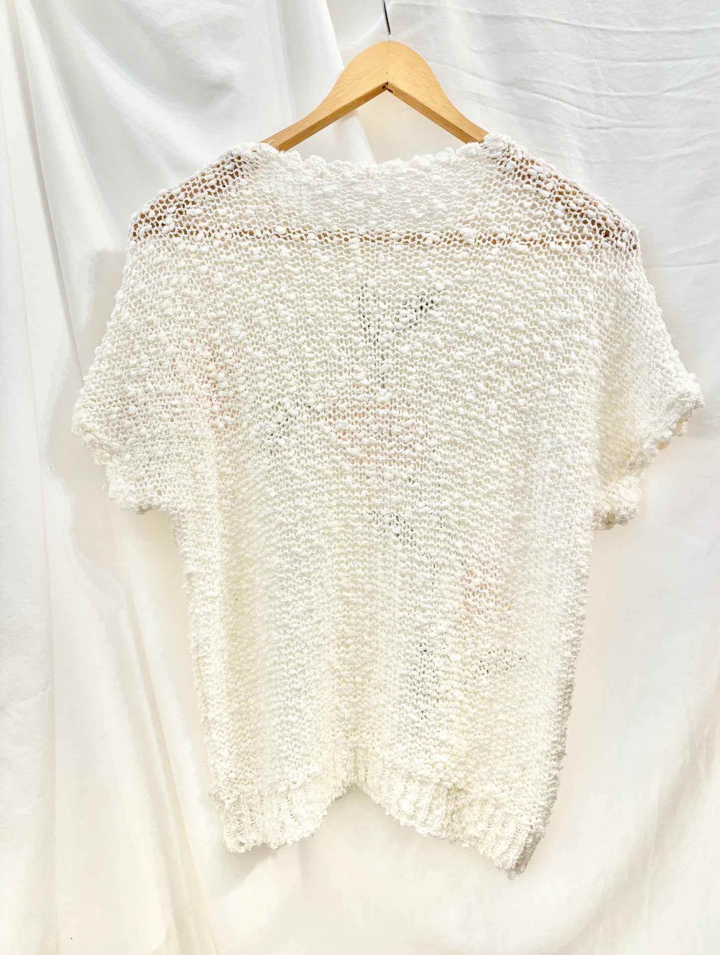 Floral Appliqué Open Knit Top