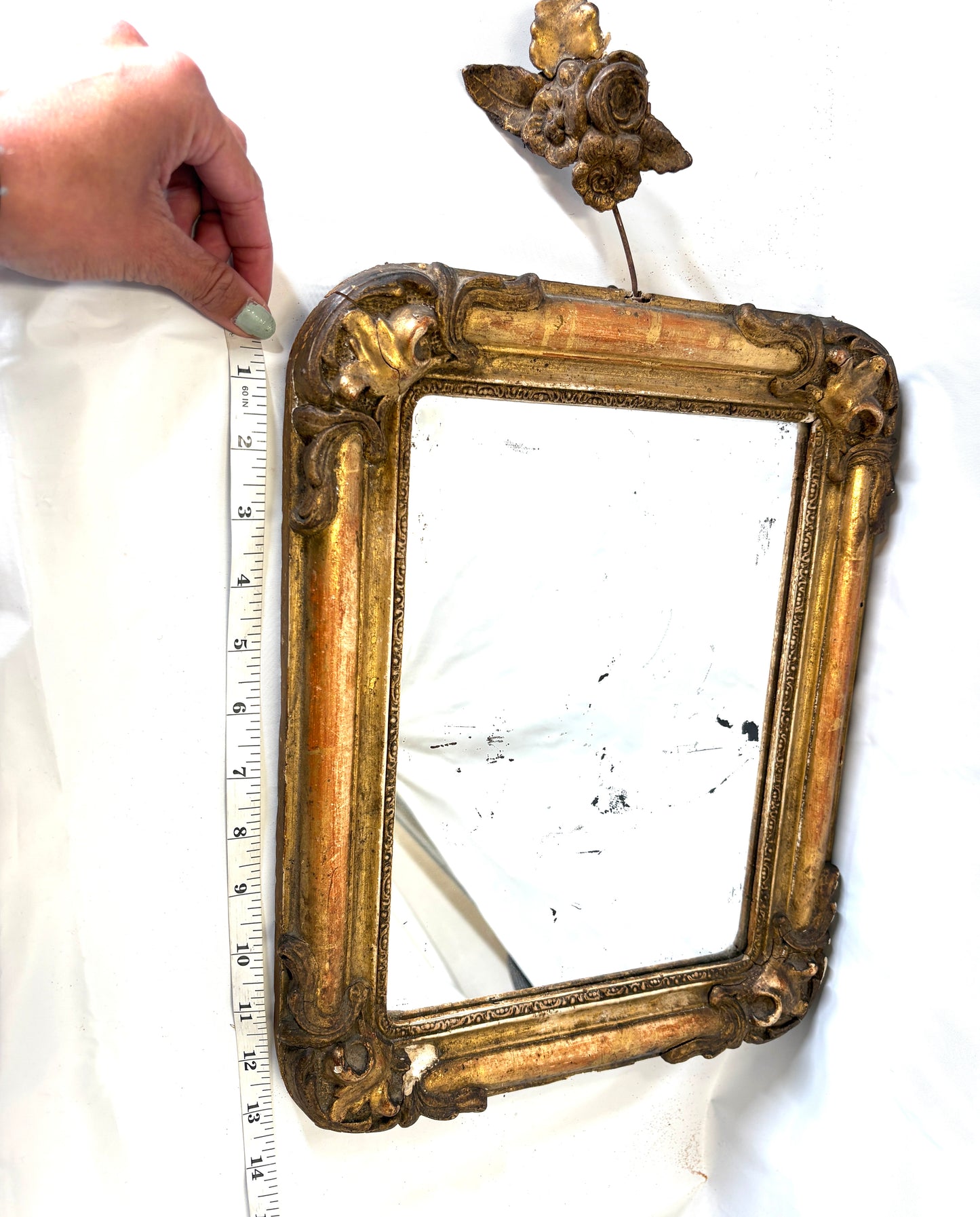 Small Vintage rectangular wood frame with gold tone accents