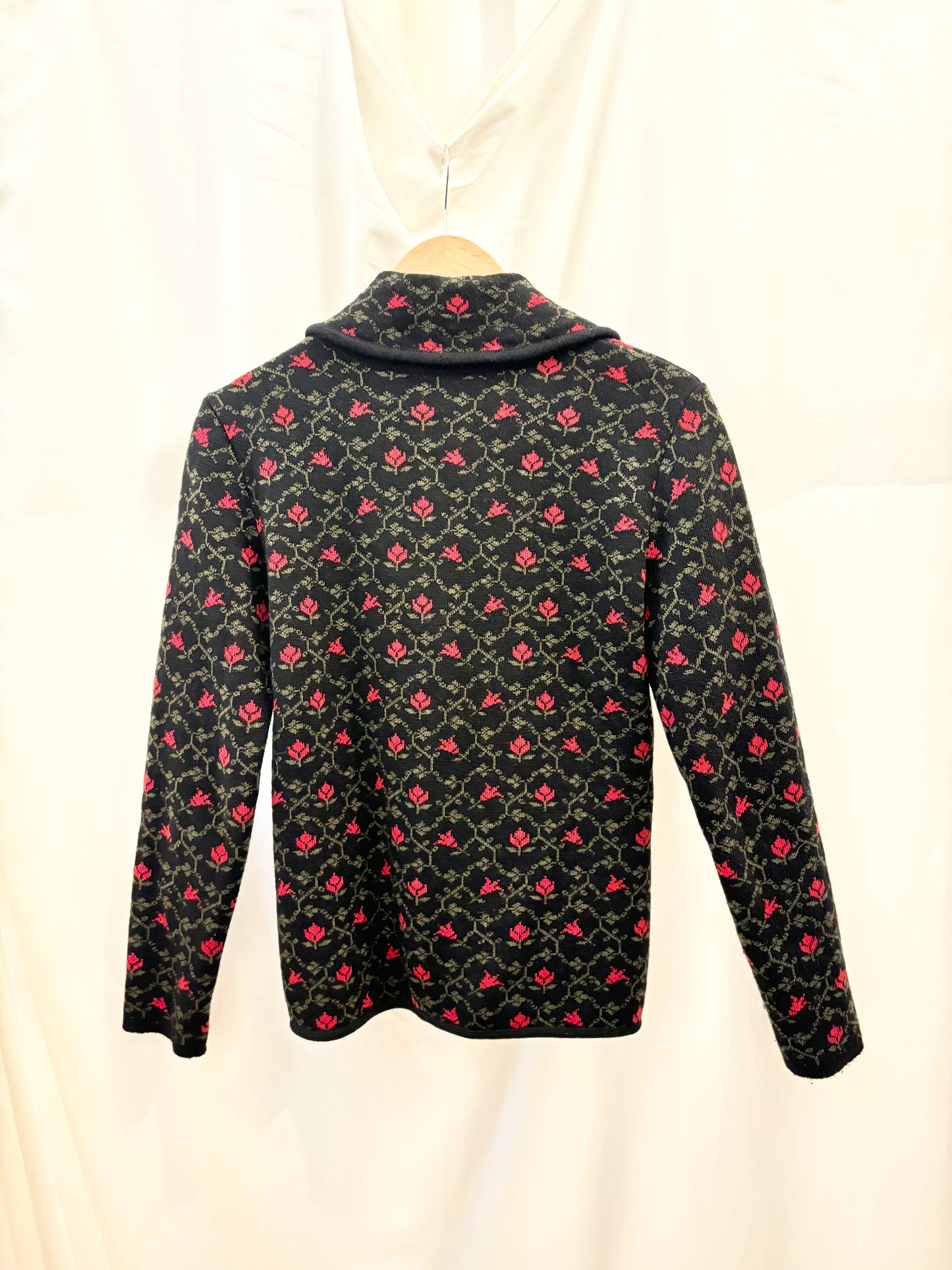 Floral Wool Blend Knit Blazer