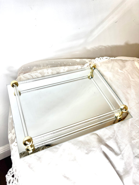 Glass Mirrored Vanity Tray