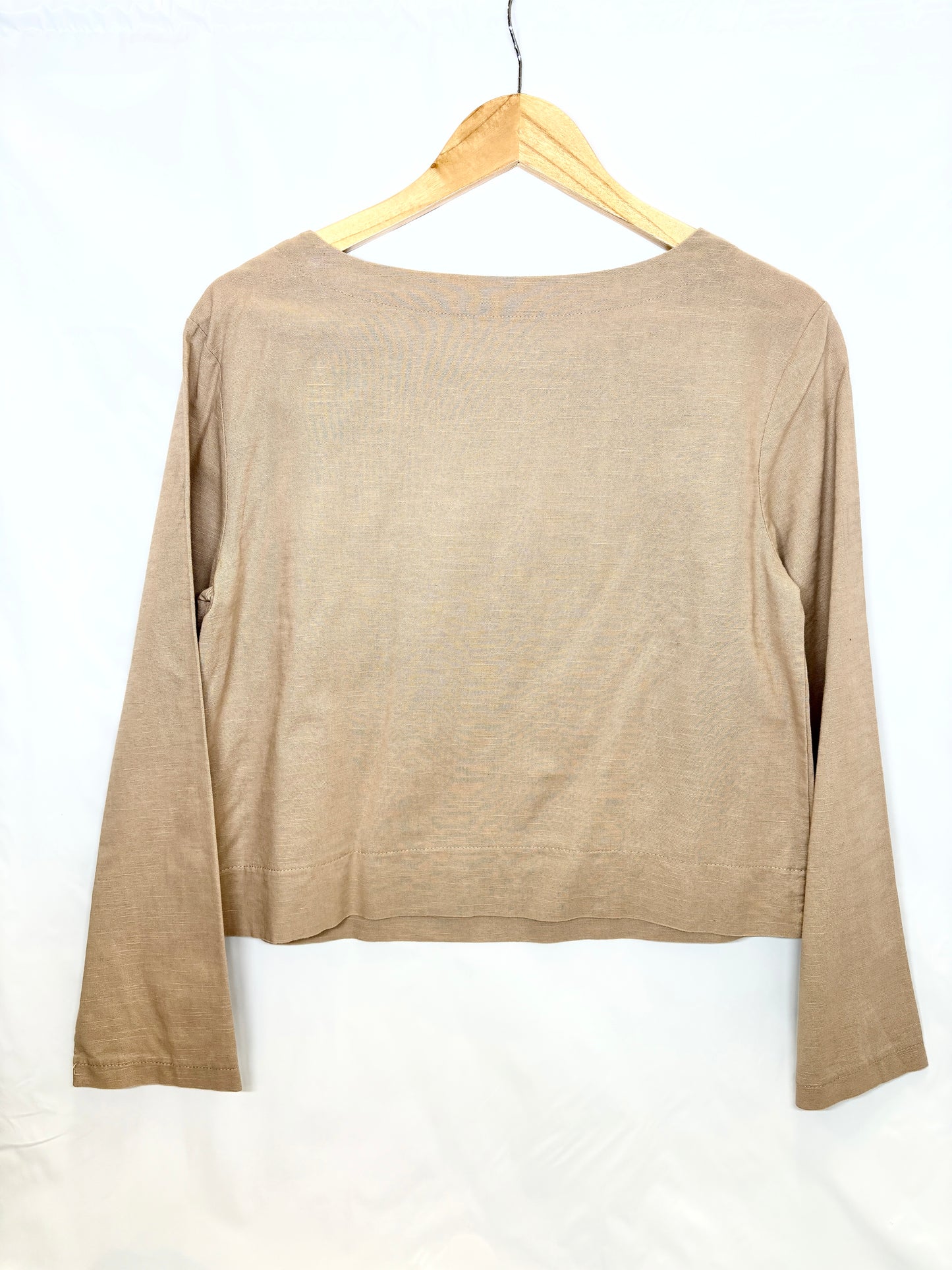 Linen-Cotton Long Sleeve Top