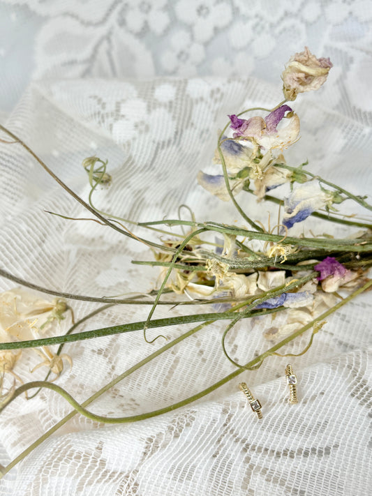 Square CZ Croissant Huggies
14K gold filled