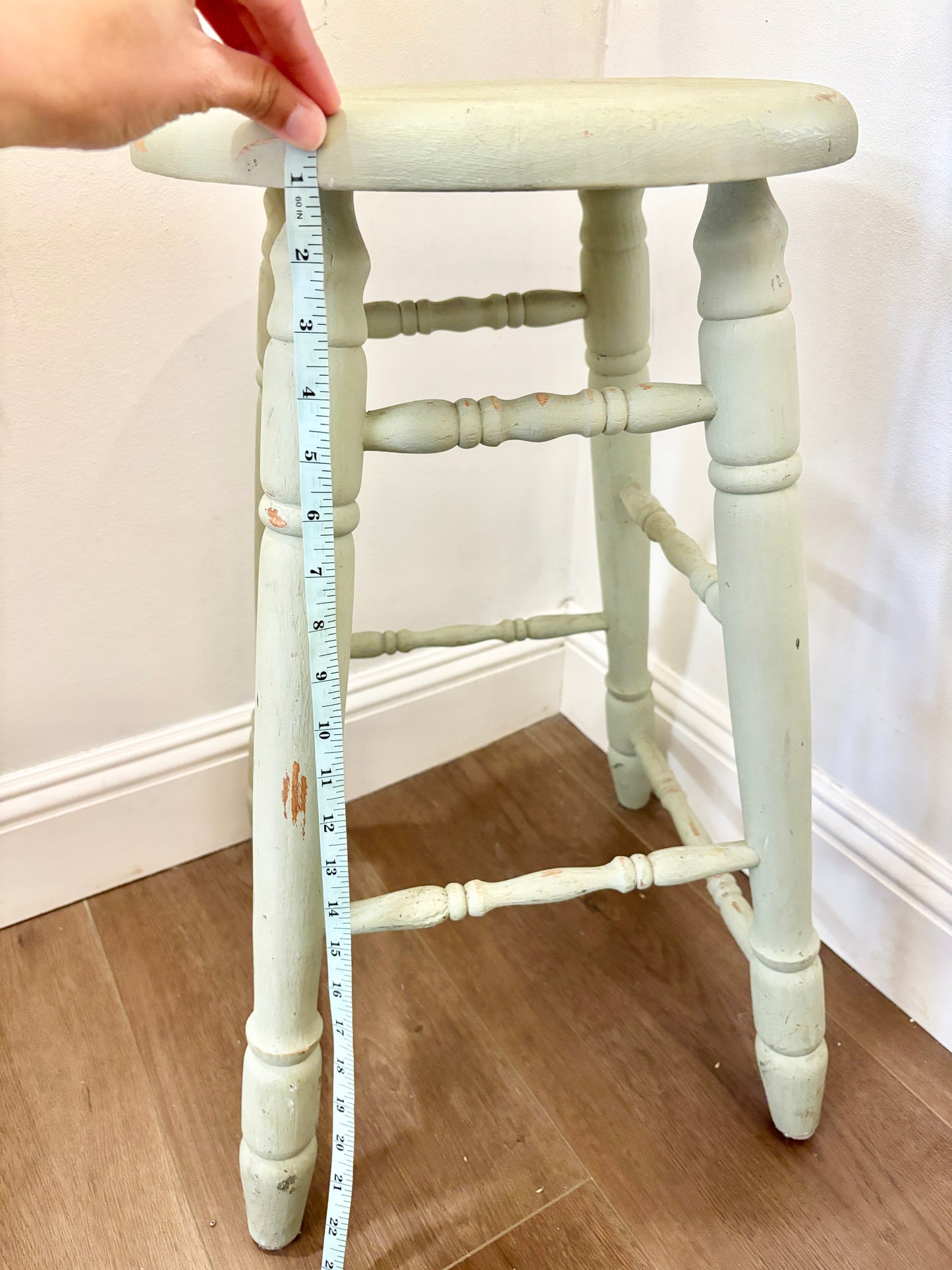 Antique Rustic Blue Kitchen Stool | Farmhouse Style