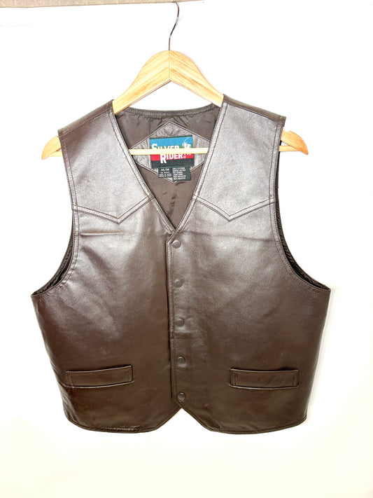 Silver Rider Leather Vest – Men’s Size M
