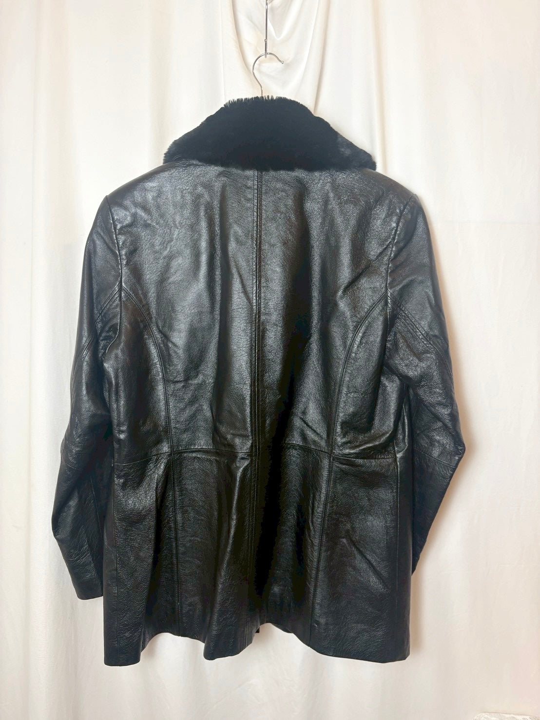 Genuine leather with faux fur collar