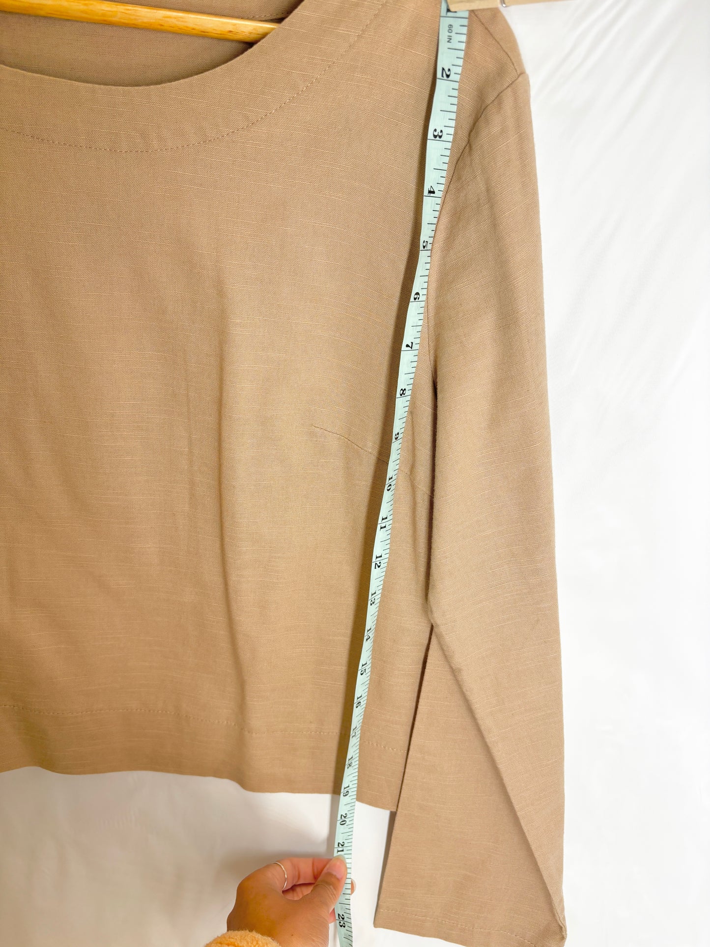 Linen-Cotton Long Sleeve Top