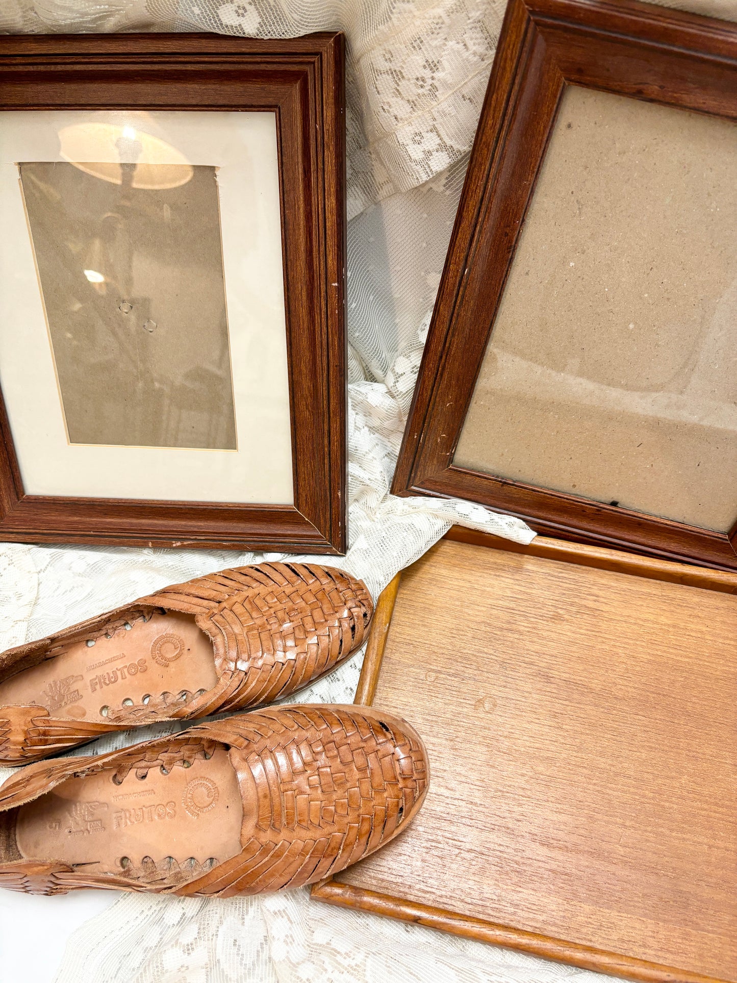 Vintage Brown Leather Woven Sandals