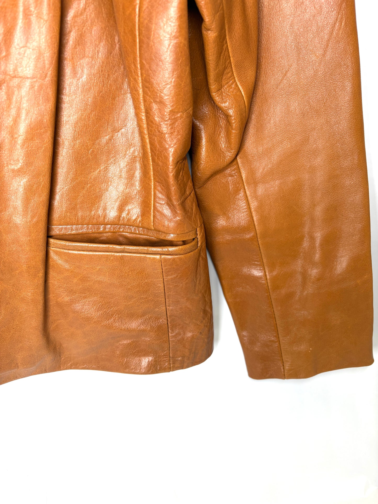 Attraction London Vintage Brown Leather Jacket Women Size XL