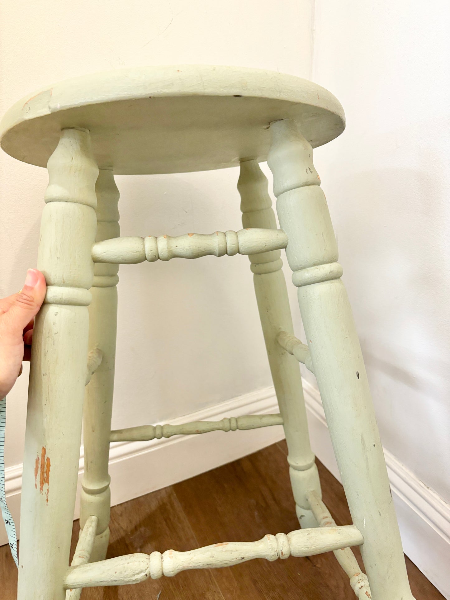 Antique Rustic Blue Kitchen Stool | Farmhouse Style