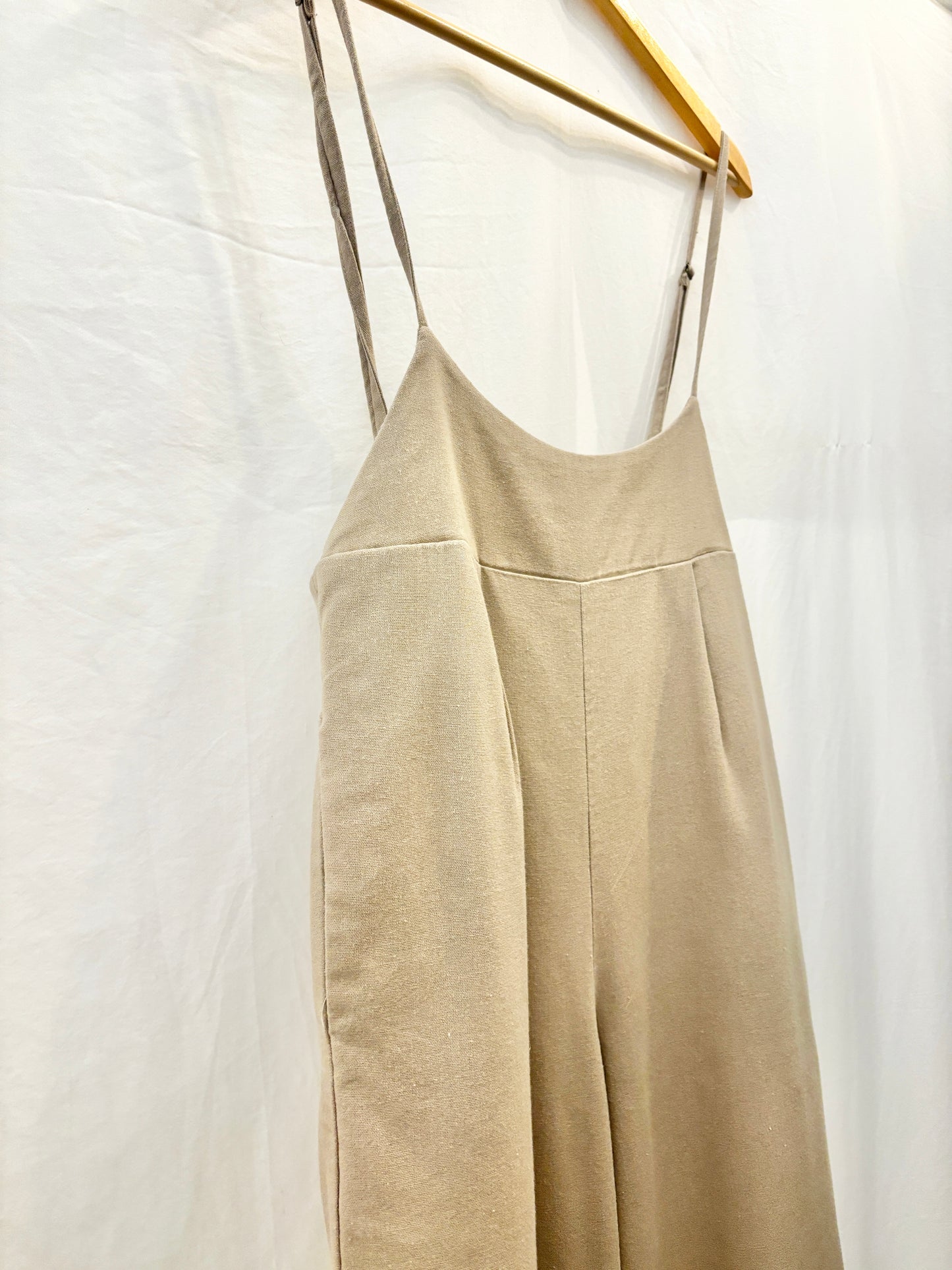 Beige Linen Blend Jumpsuit