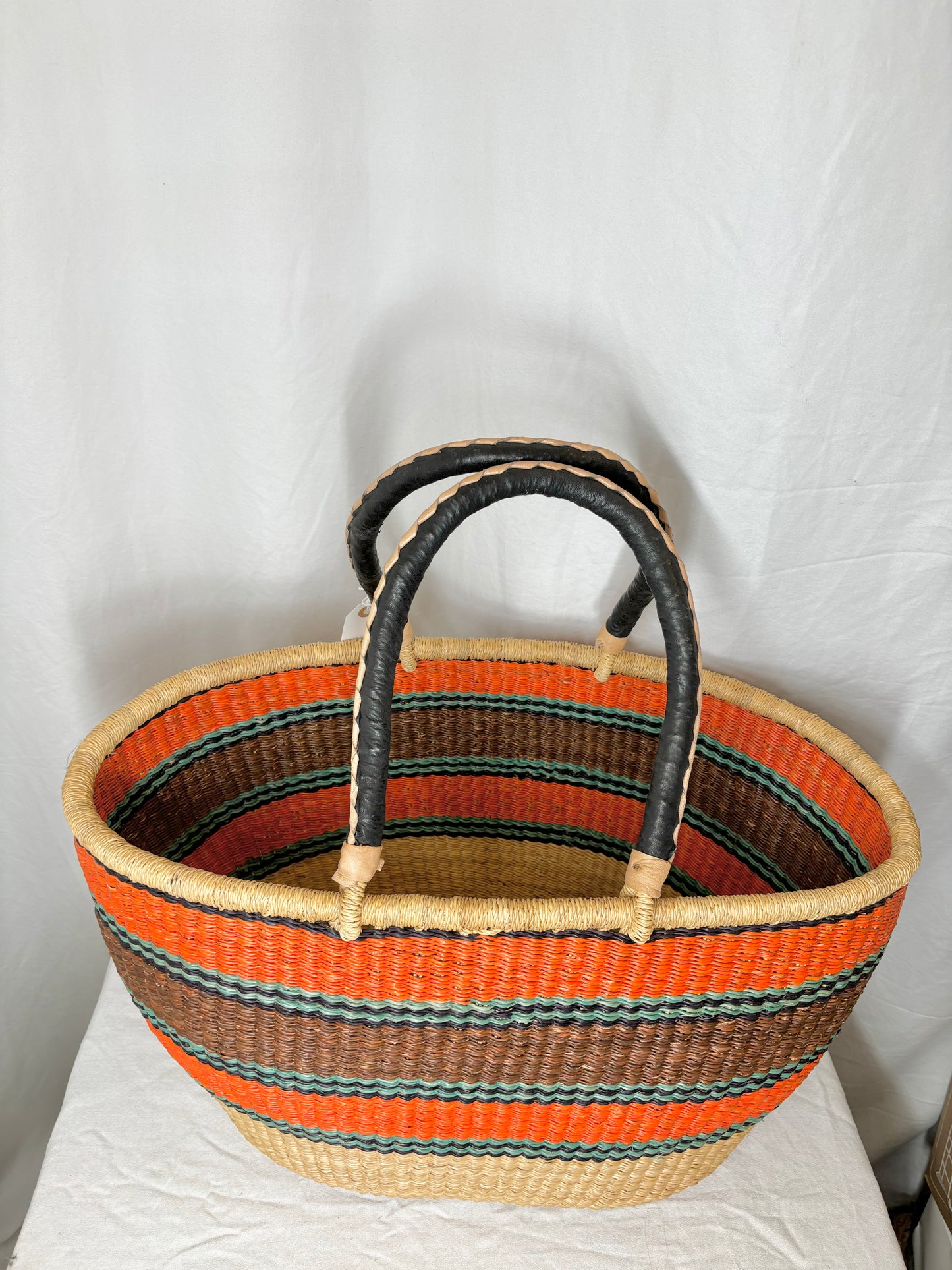 Vibrant Striped Woven Basket