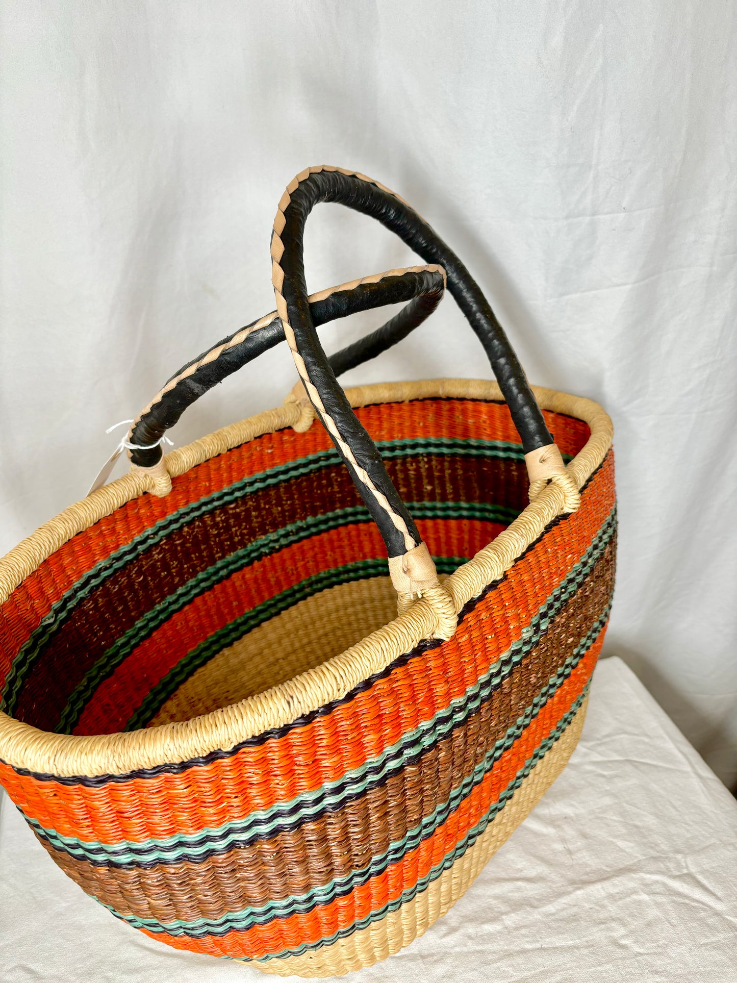 Vibrant Striped Woven Basket