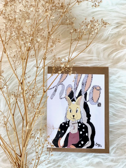 Hallo bunny greeting card