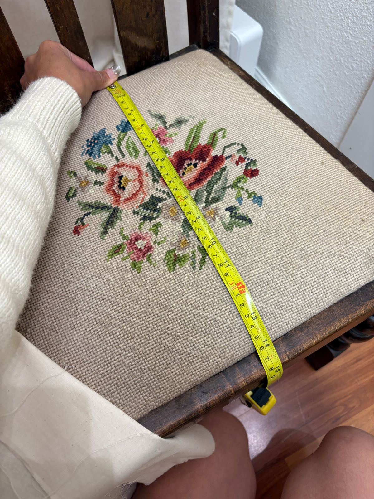 Vintage Ornate Chair with Floral Seat