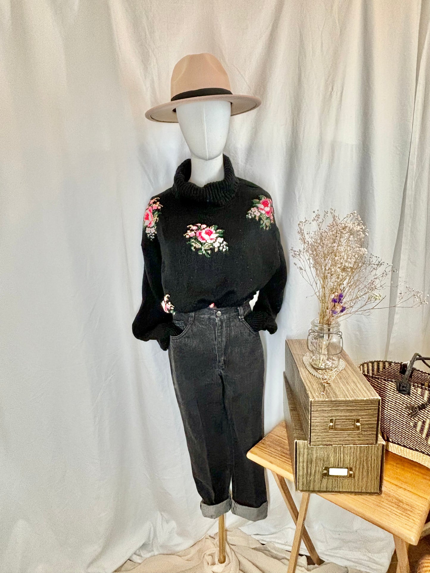 Adorable Vintage Rose Sweater