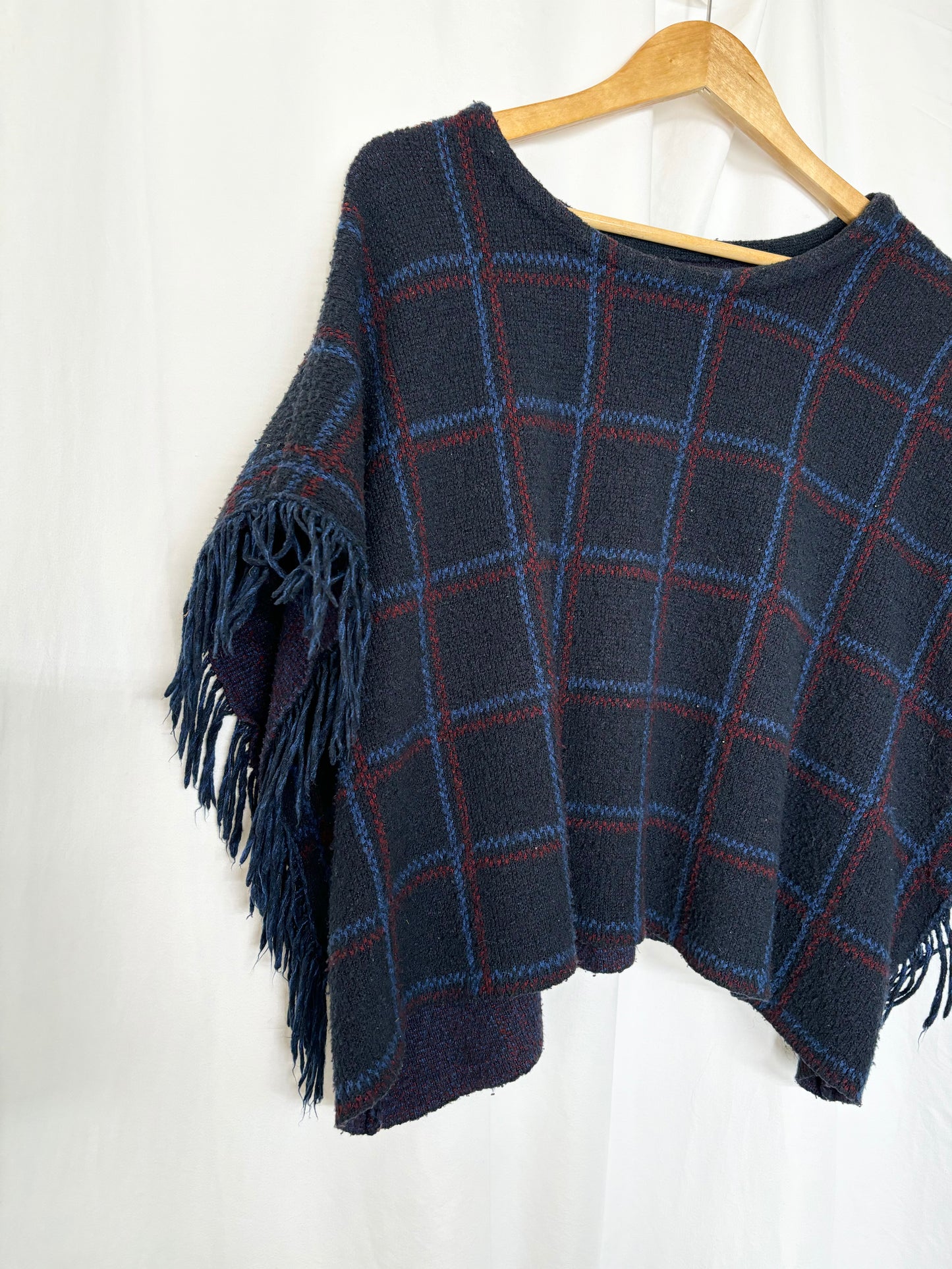Blue Plaid Poncho sweater