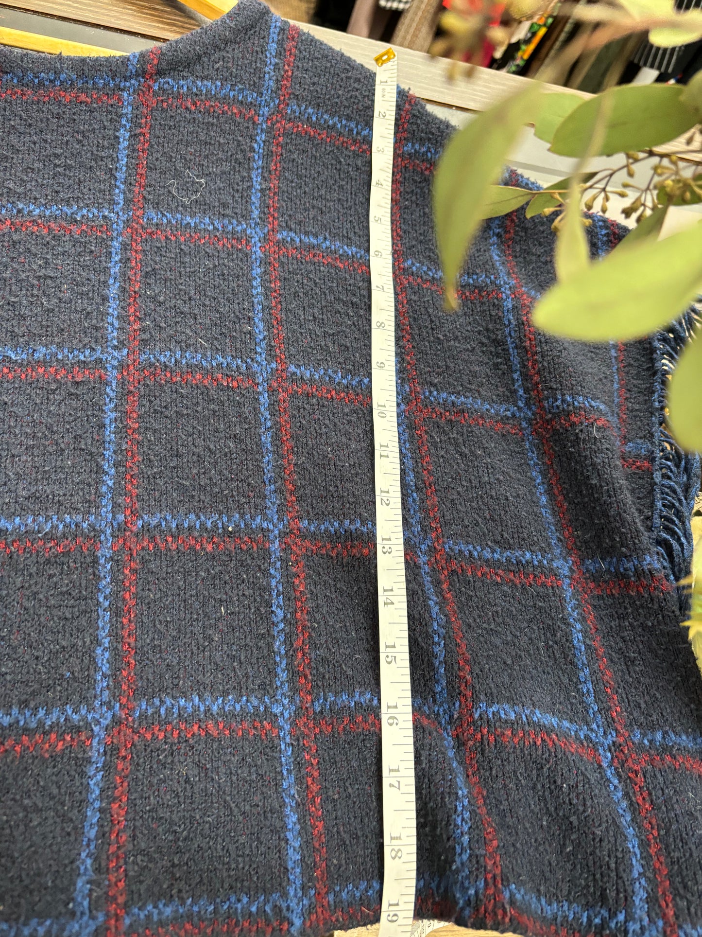 Blue Plaid Poncho sweater