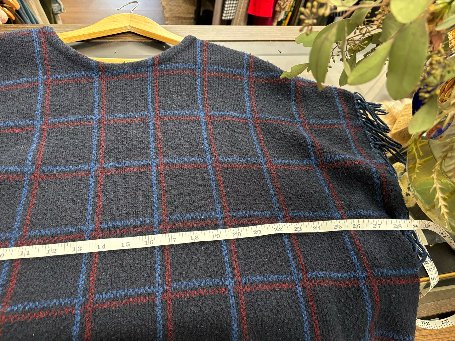 Blue Plaid Poncho sweater