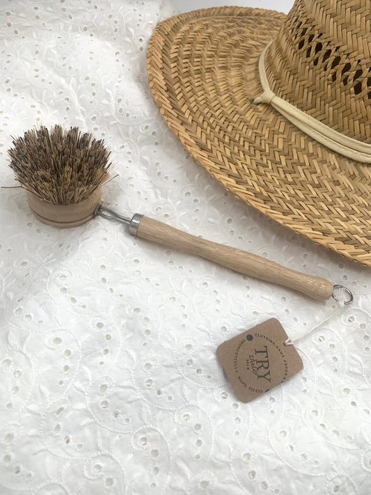 Long Handle Wood & Metal Dish Brush