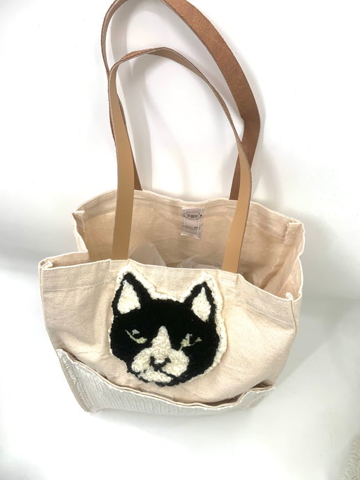 Embroidered Cat Tote