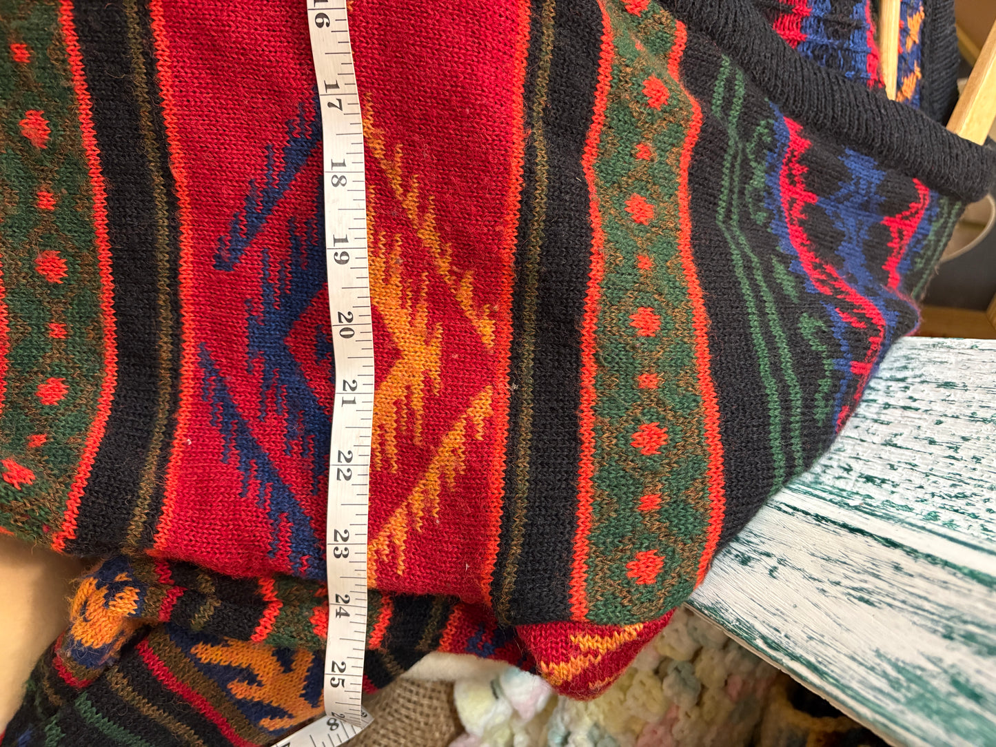 Vintage Kathryn Deene Wool Cardigan Sweater 18/20 Southwestern Western Print