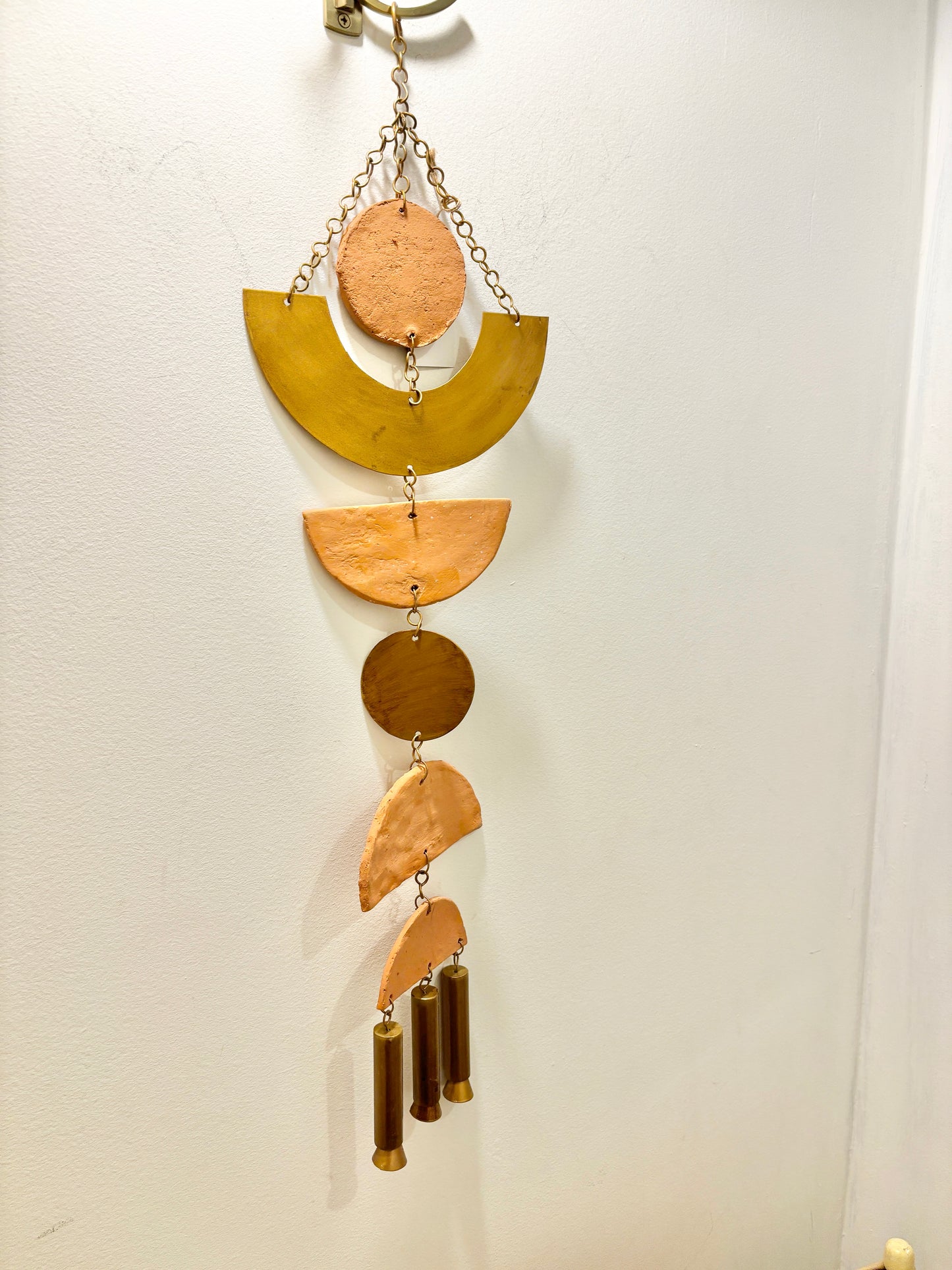 Brass Geometric & Terracotta Hanging Wall Decor