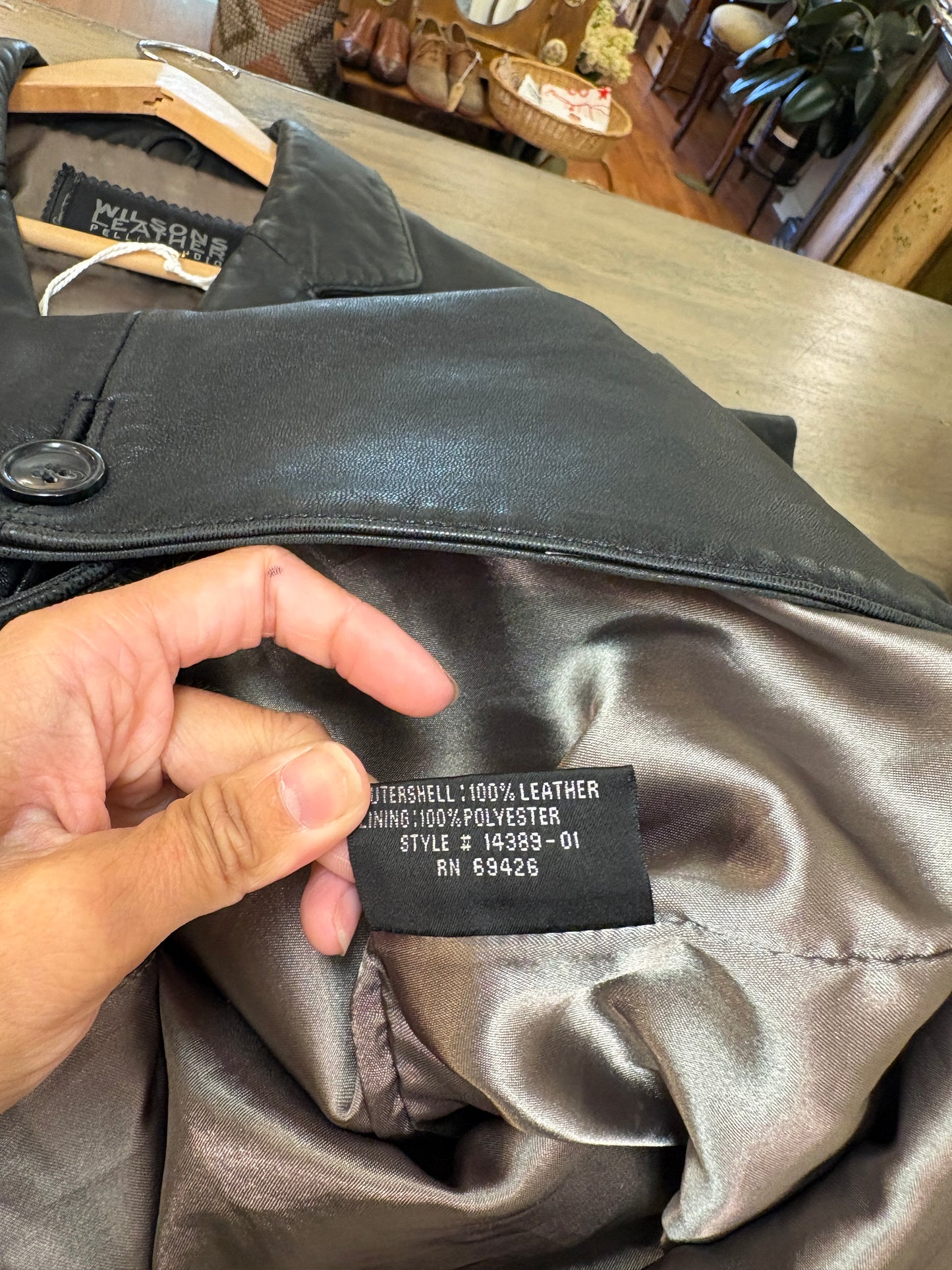 The Wilsons Men's Black Leather Blazer Jacket in size M